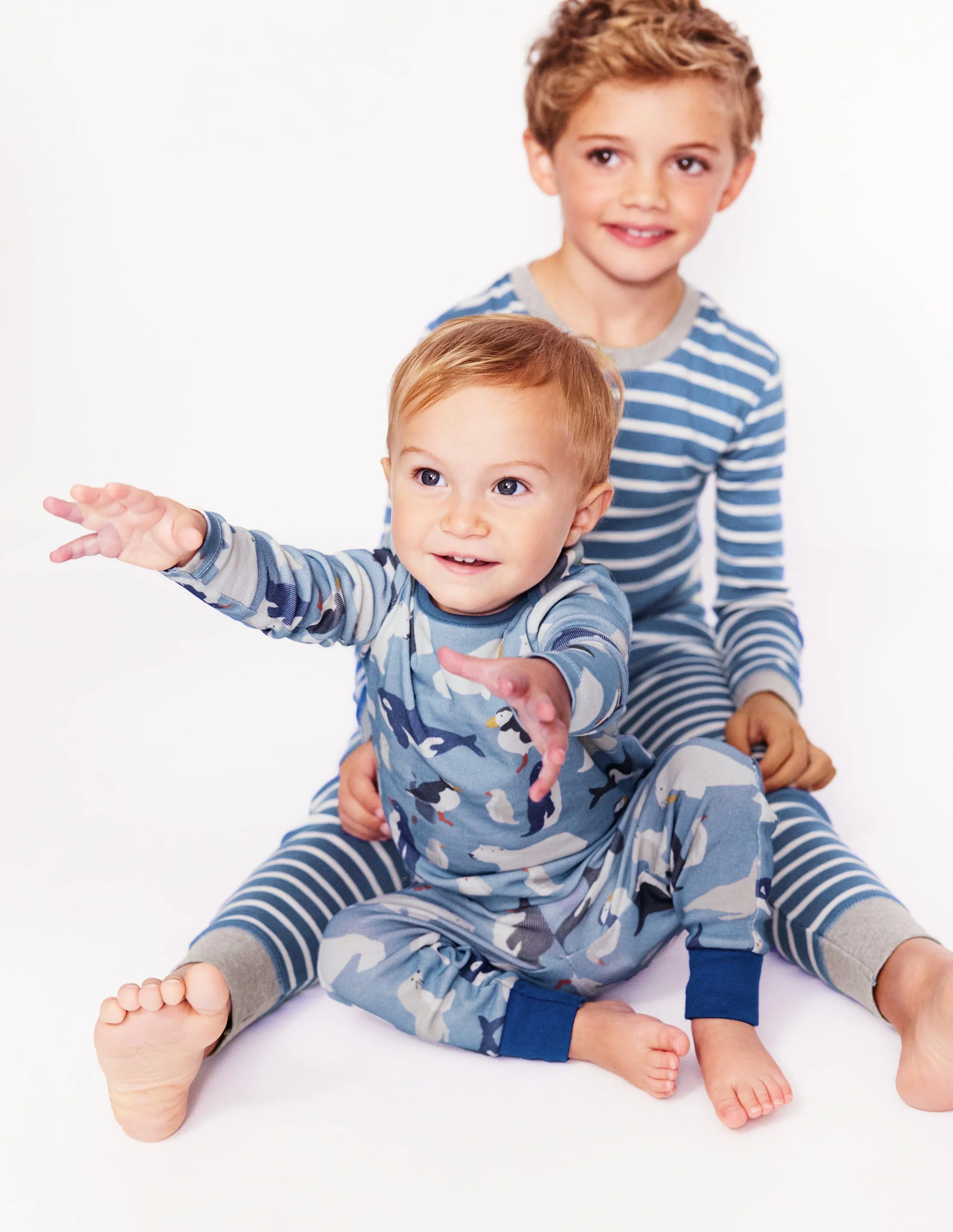 Snug Long John Pajamas-Glacier Blue Arctic Animals - Image 4
