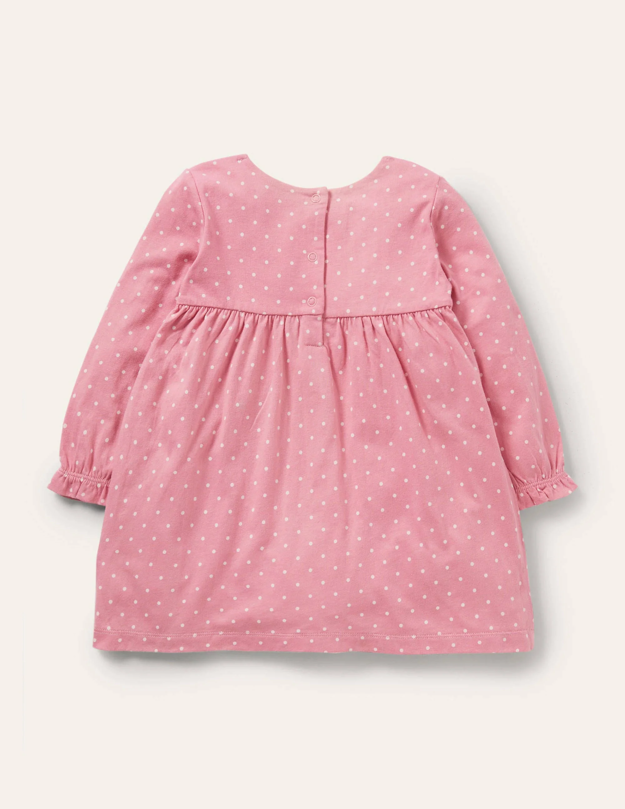 Spotty Appliqué Jersey Dress-Formica Pink Owls - Image 2