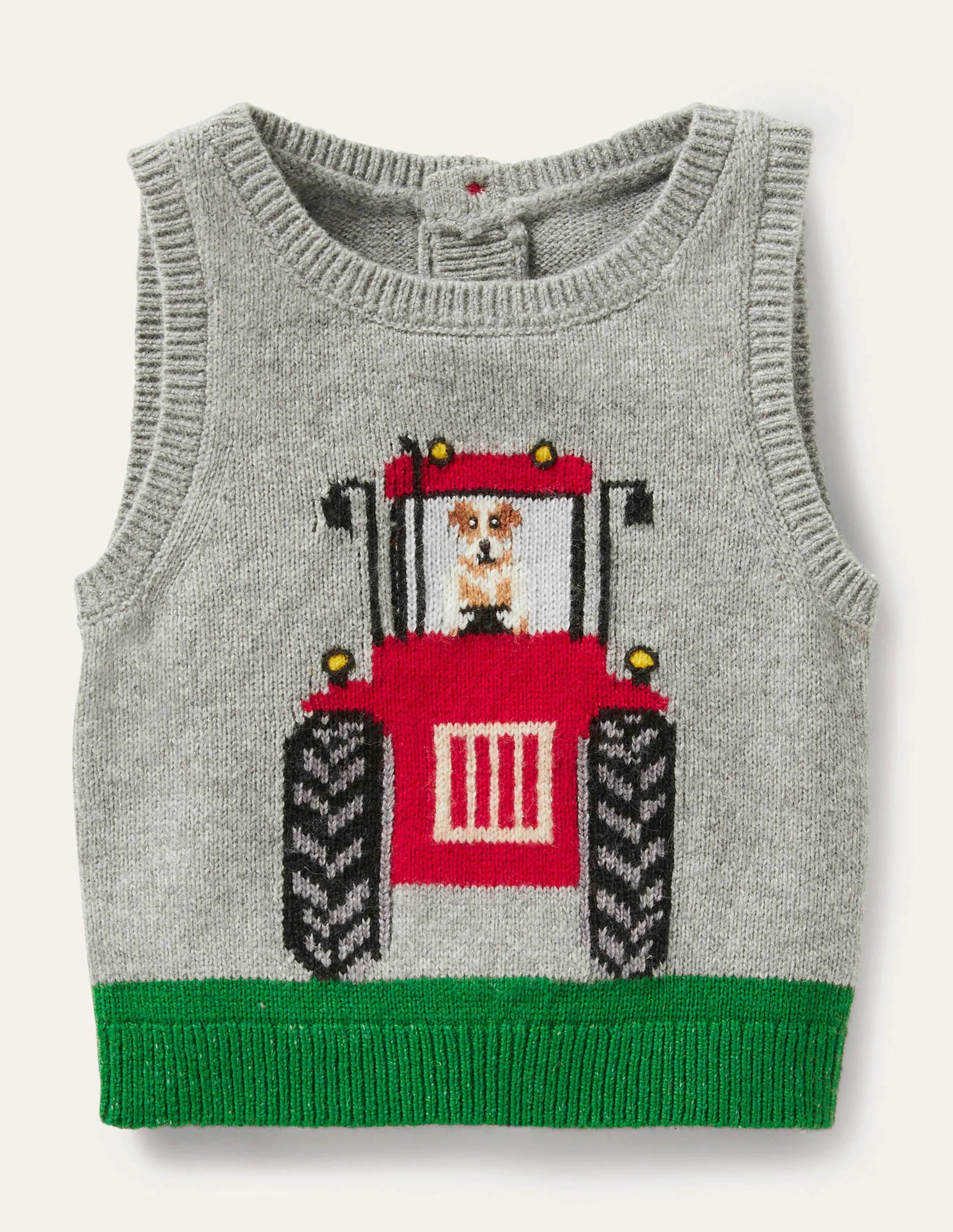 Tractor Knitted Sweater Vest-Grey Marl Tractor