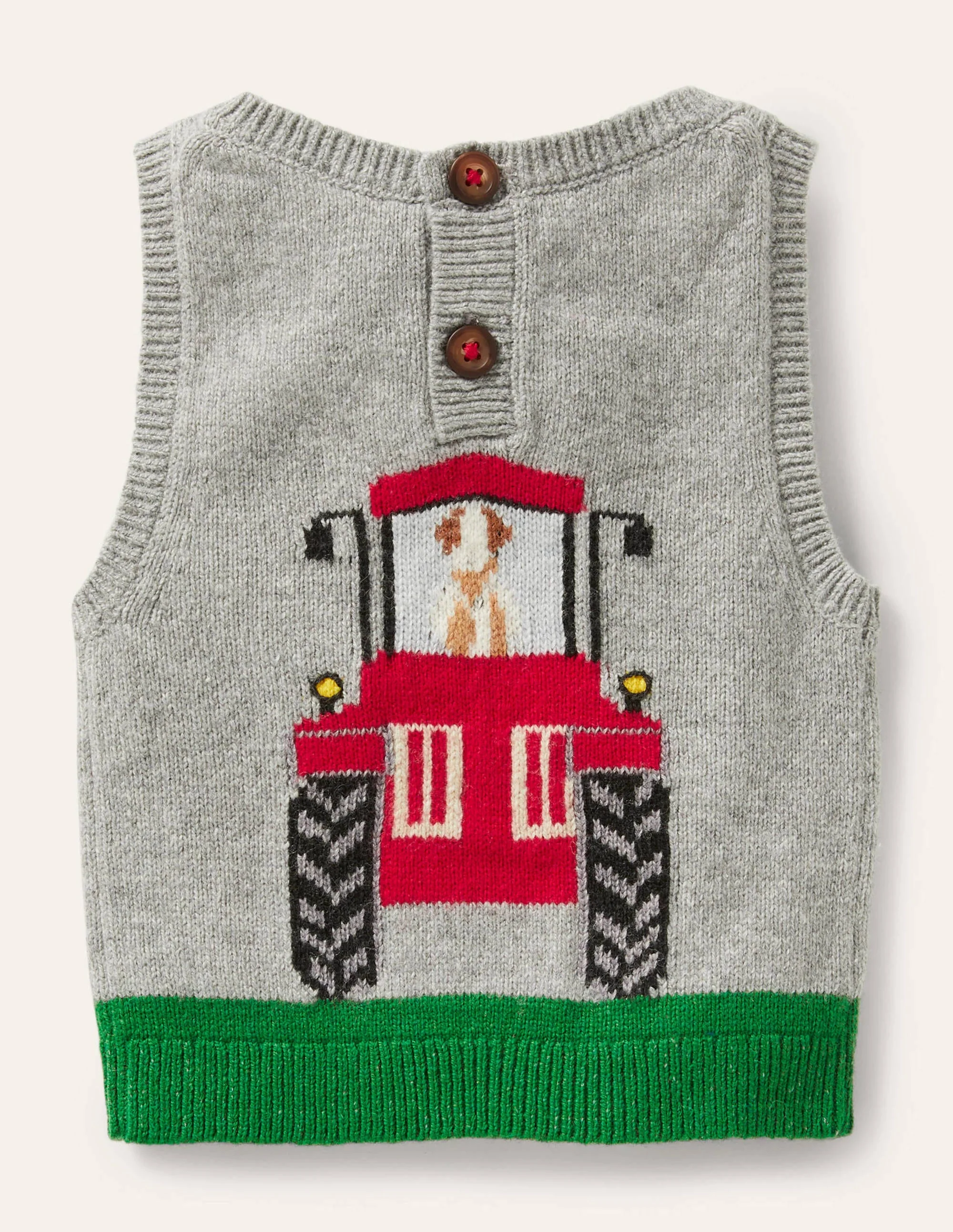Tractor Knitted Sweater Vest-Grey Marl Tractor - Image 2