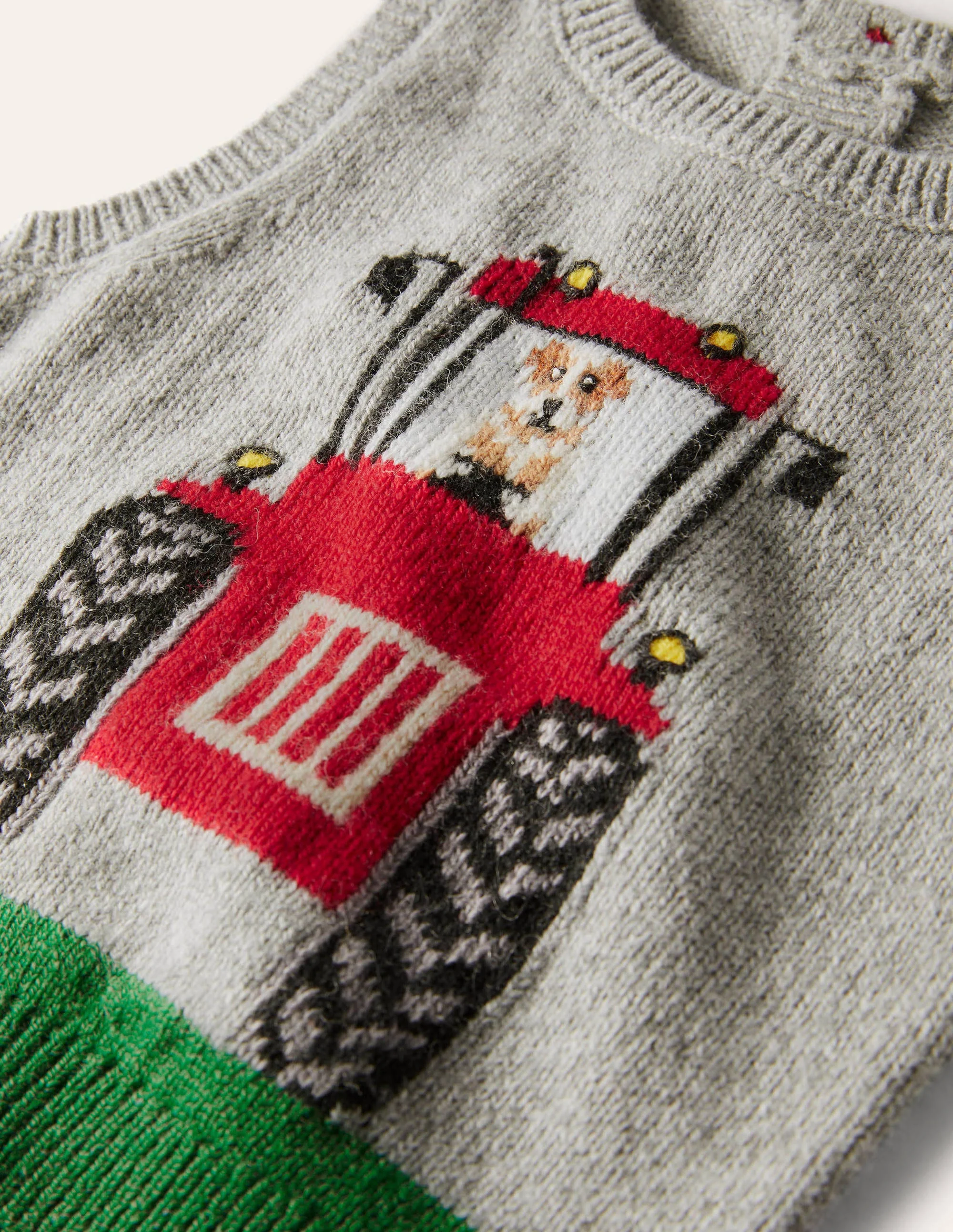 Tractor Knitted Sweater Vest-Grey Marl Tractor - Image 3