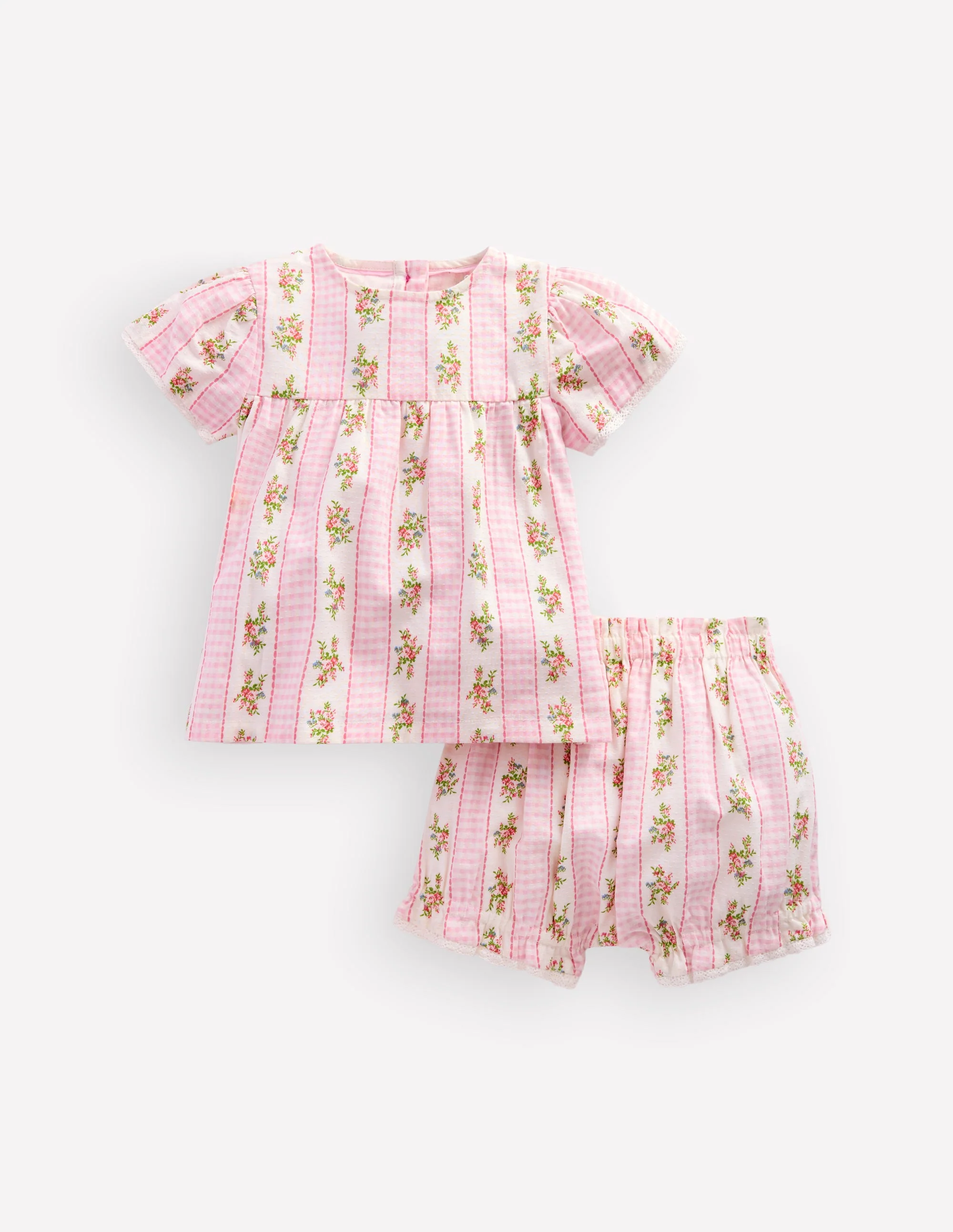 Woven Bloomers Play Set-Pink Gingham Floral