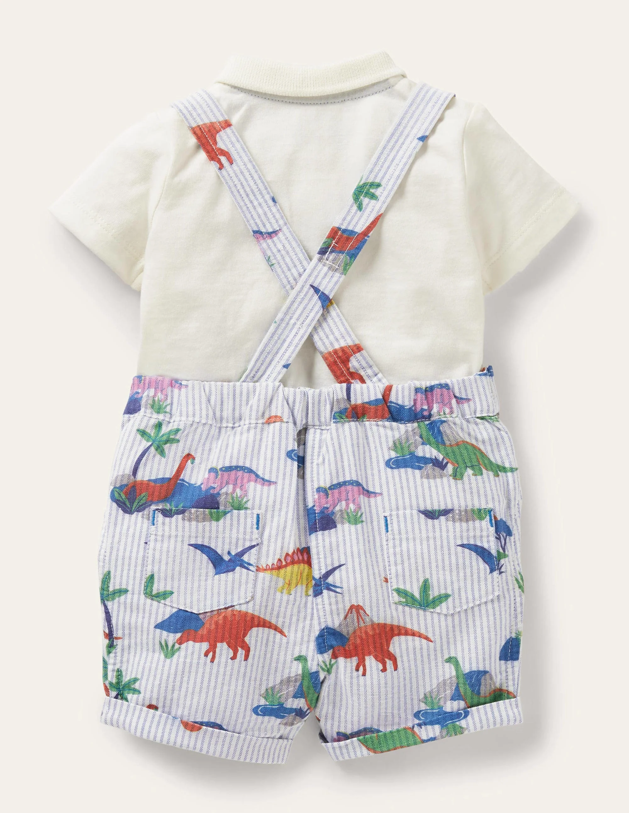 Woven Overall Set-Ticking Dino Scene - Image 2