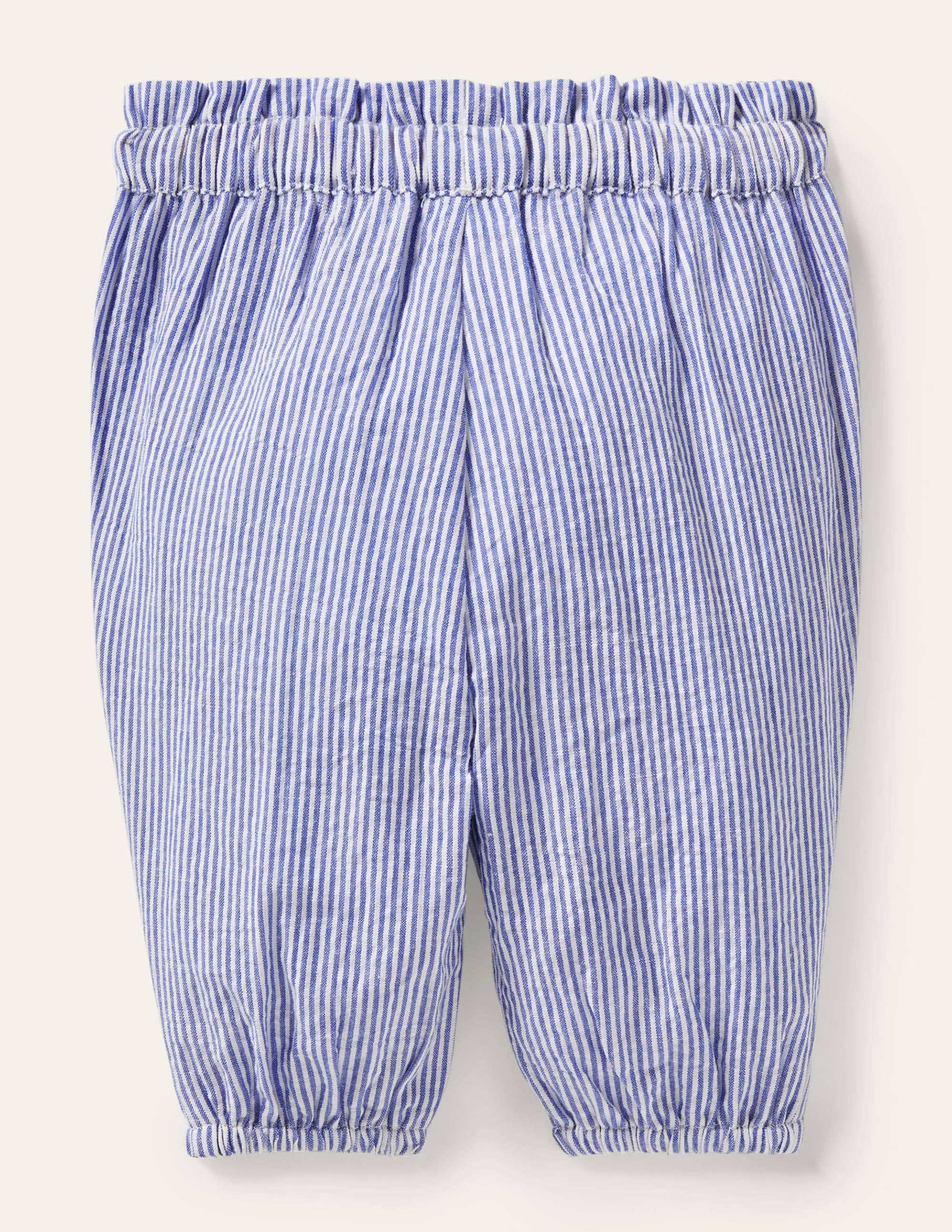 Woven Paperbag Pants-Ivory/Bright Bluebell Ticking - Image 2