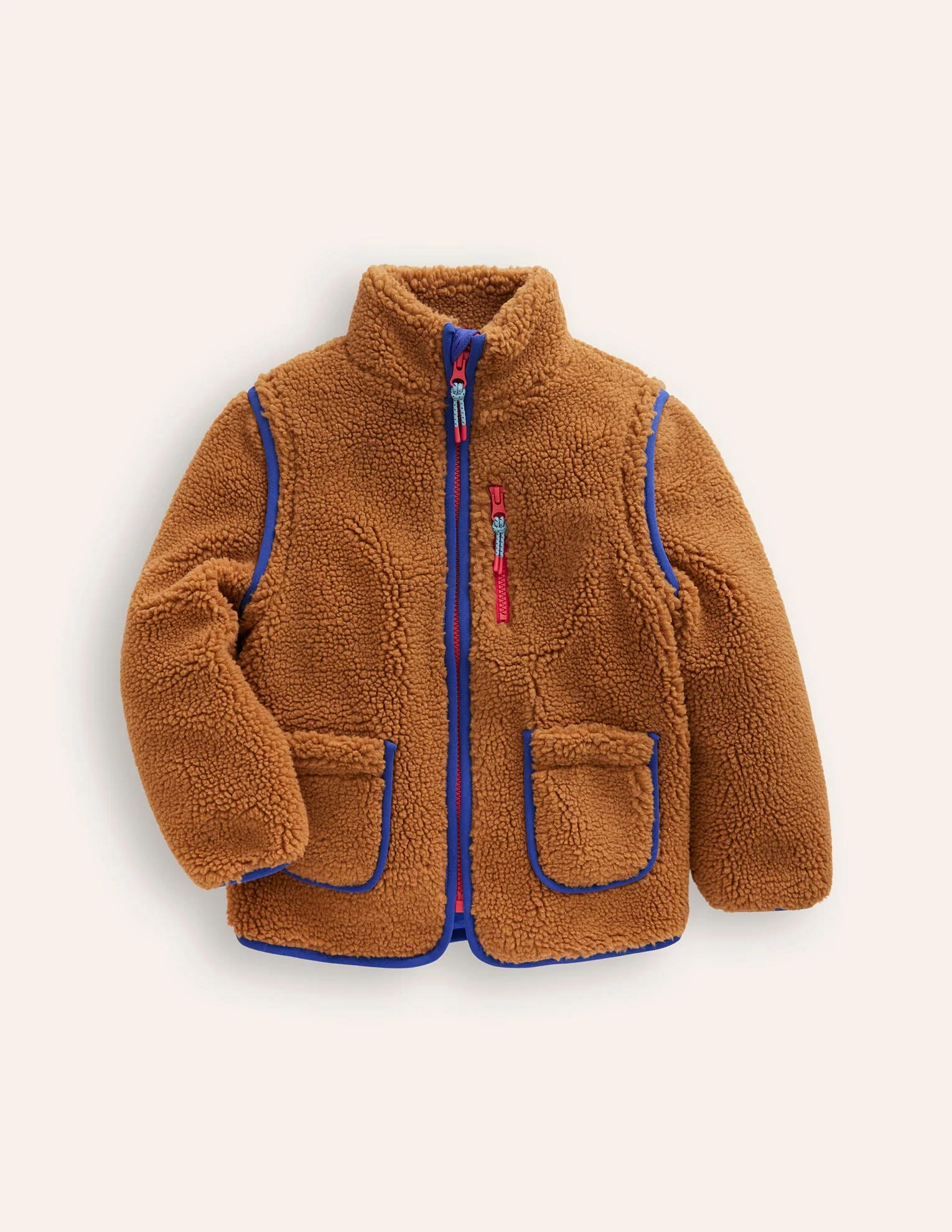 2-in-1 Borg Jacket-Butterscotch Brown Borg