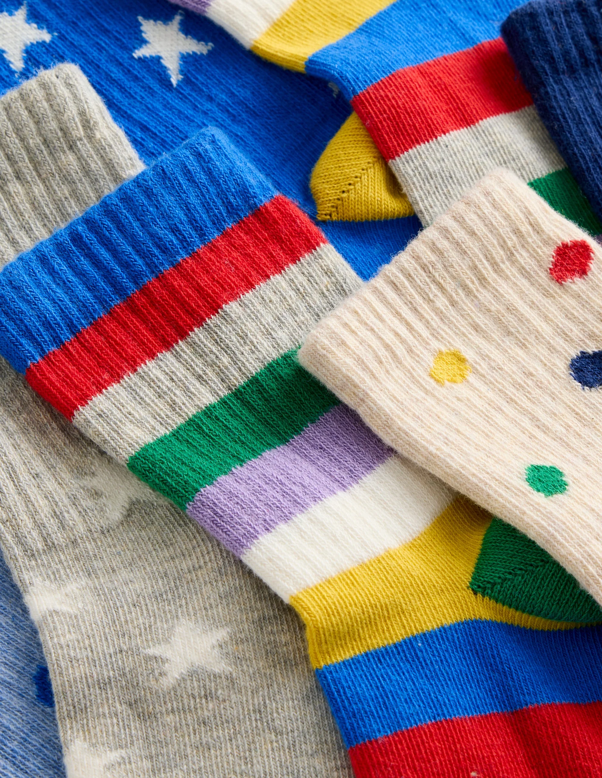 7-Pack Ribbed Socks-Multi Spots and Stars - Image 2