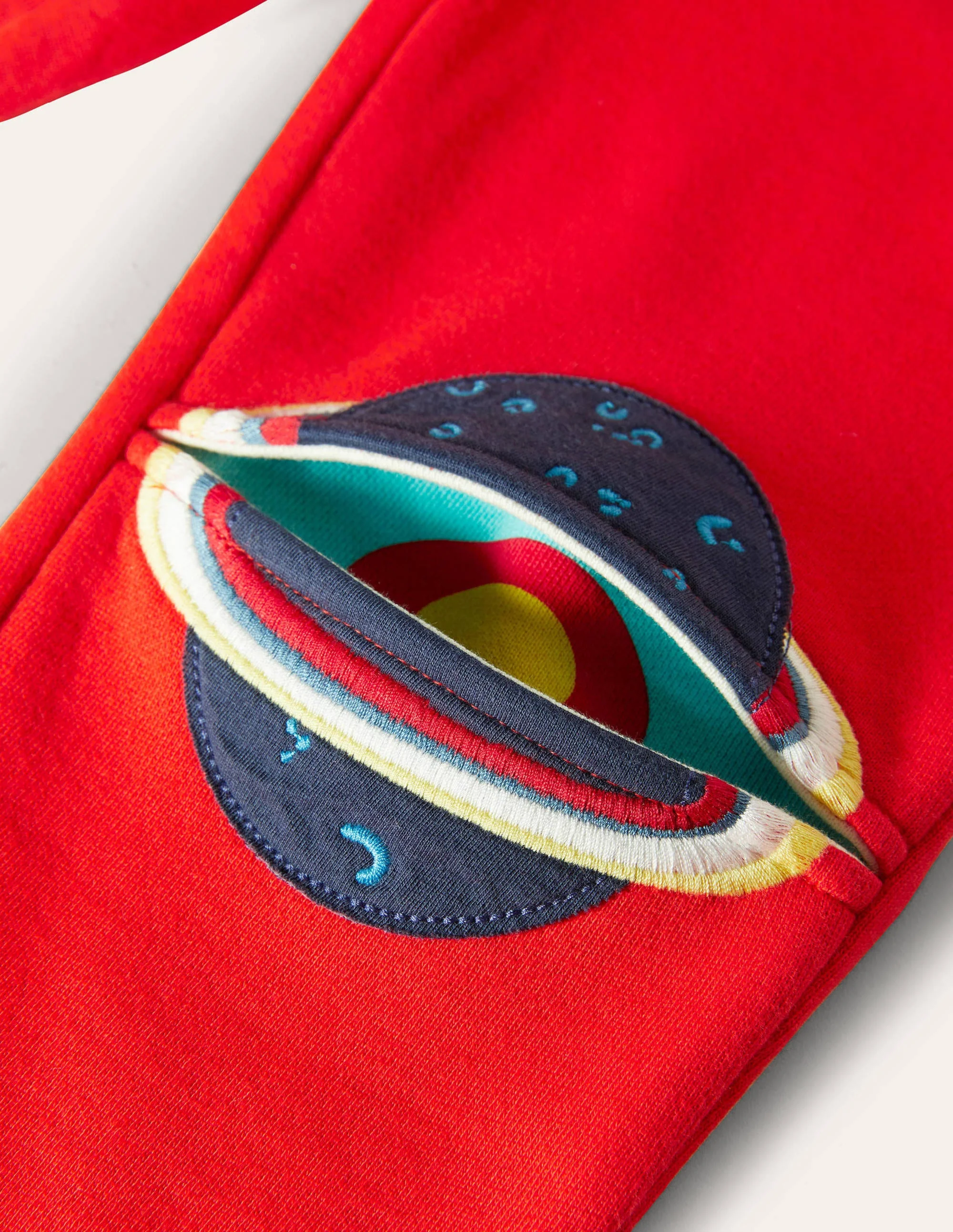 Appliqué Knee Joggers-Fire Red Space - Image 3