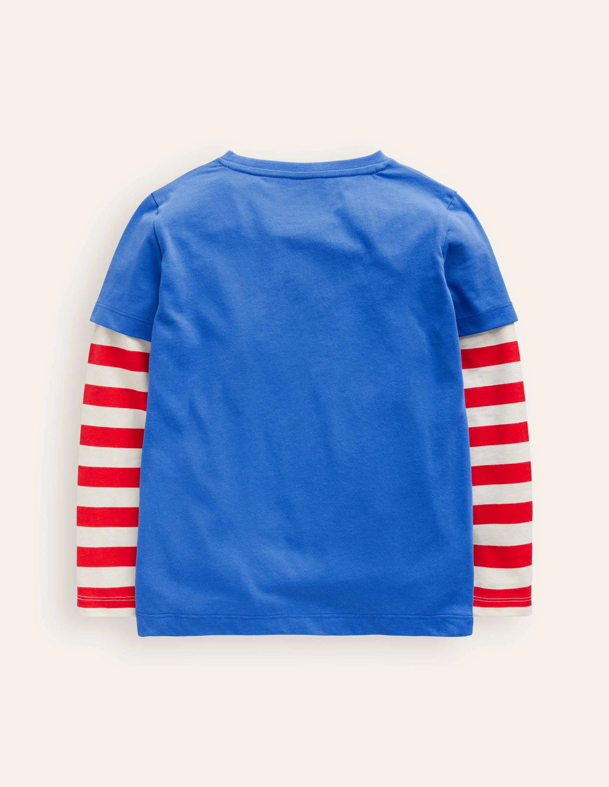 Applique Mock Sleeve T-Shirt-Greek Blue Digger - Image 2