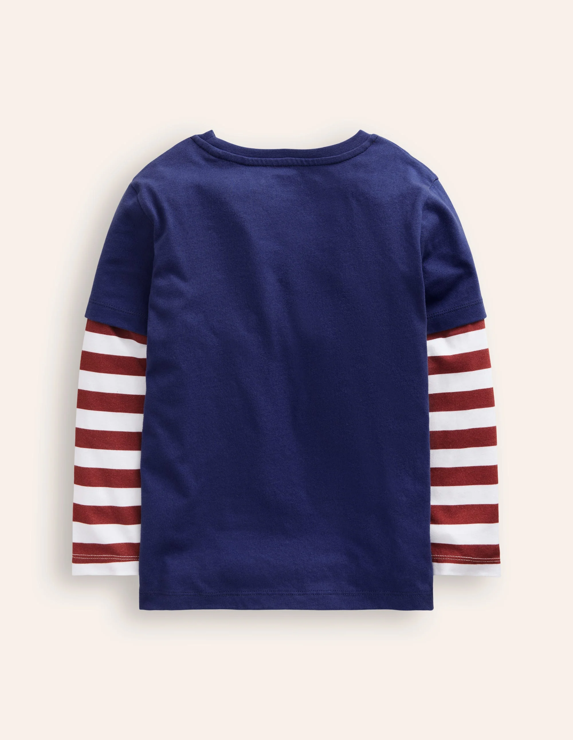 Applique Mock Sleeve T-Shirt-Starboard Blue Beaver - Image 2