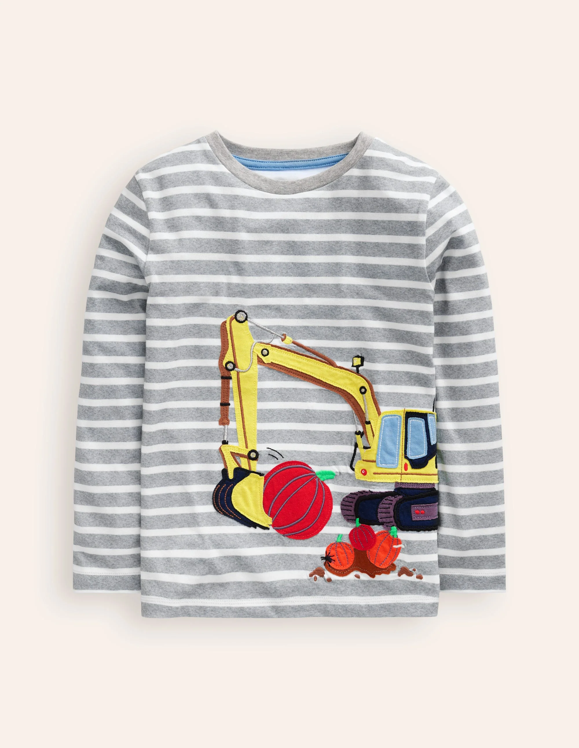 Appliqué T-Shirt-Grey Marl and Ivory