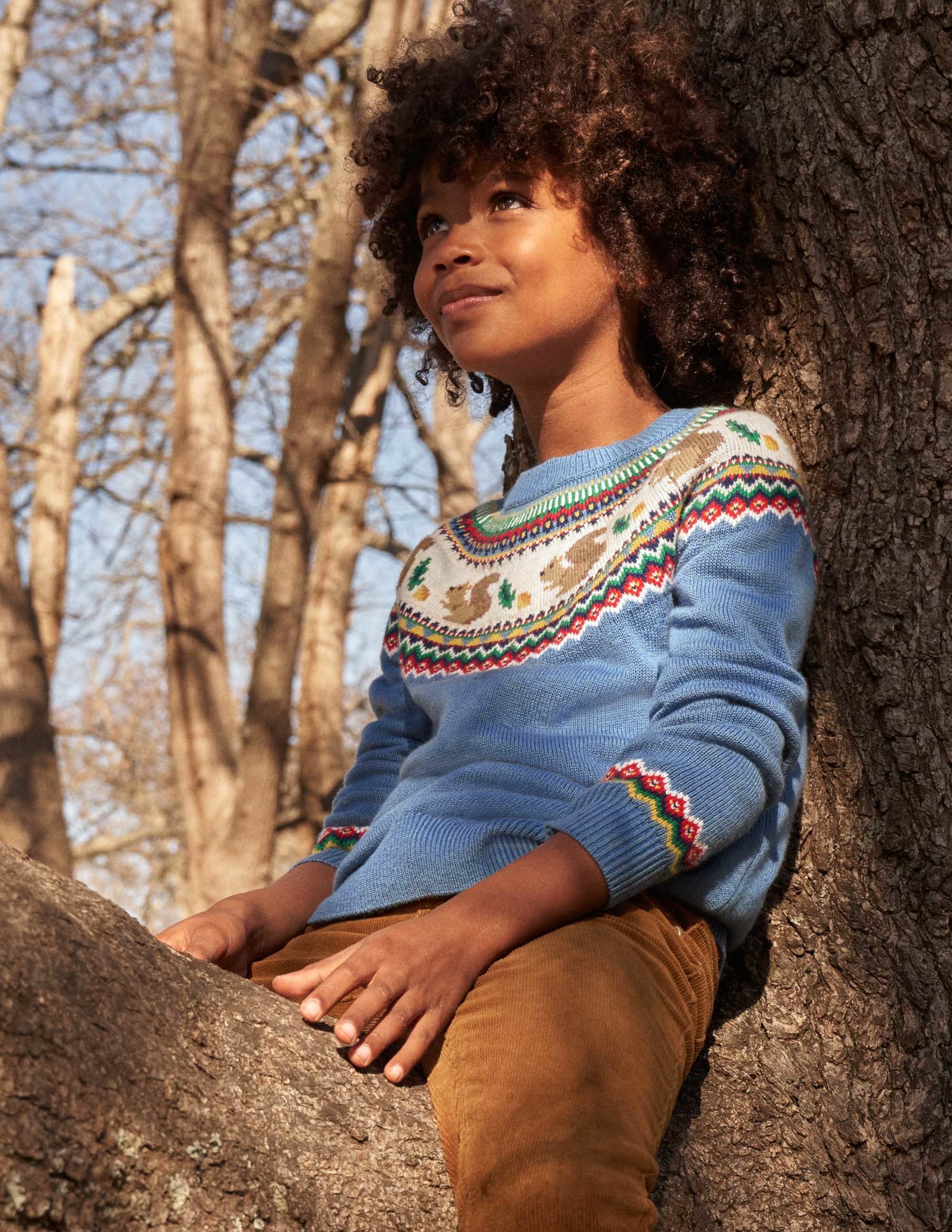 Blue Squirrel Fair Isle Sweater-Riviera Blue Woodland Fairisle - Image 5