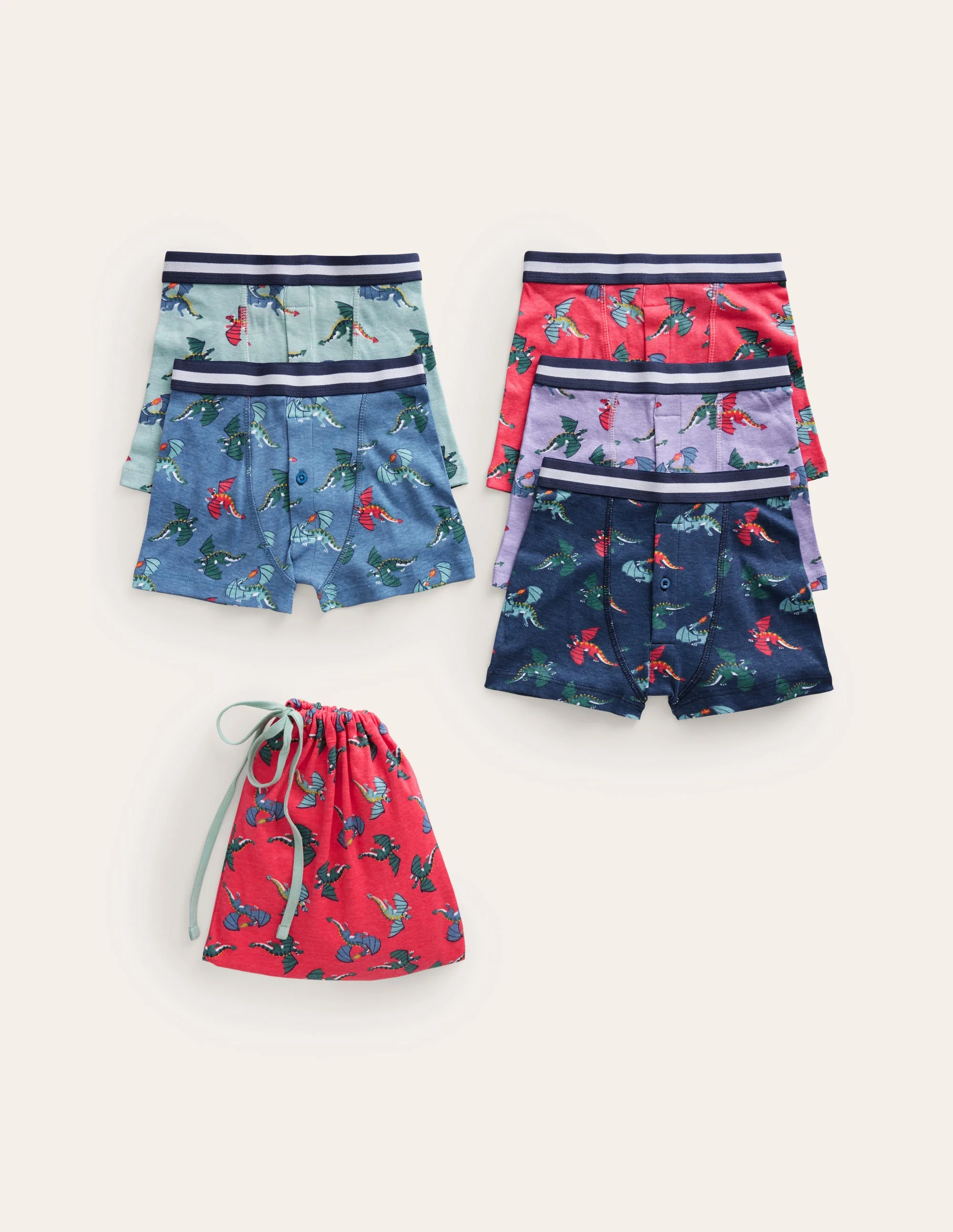Boxers 5 Pack-Multi Dragons