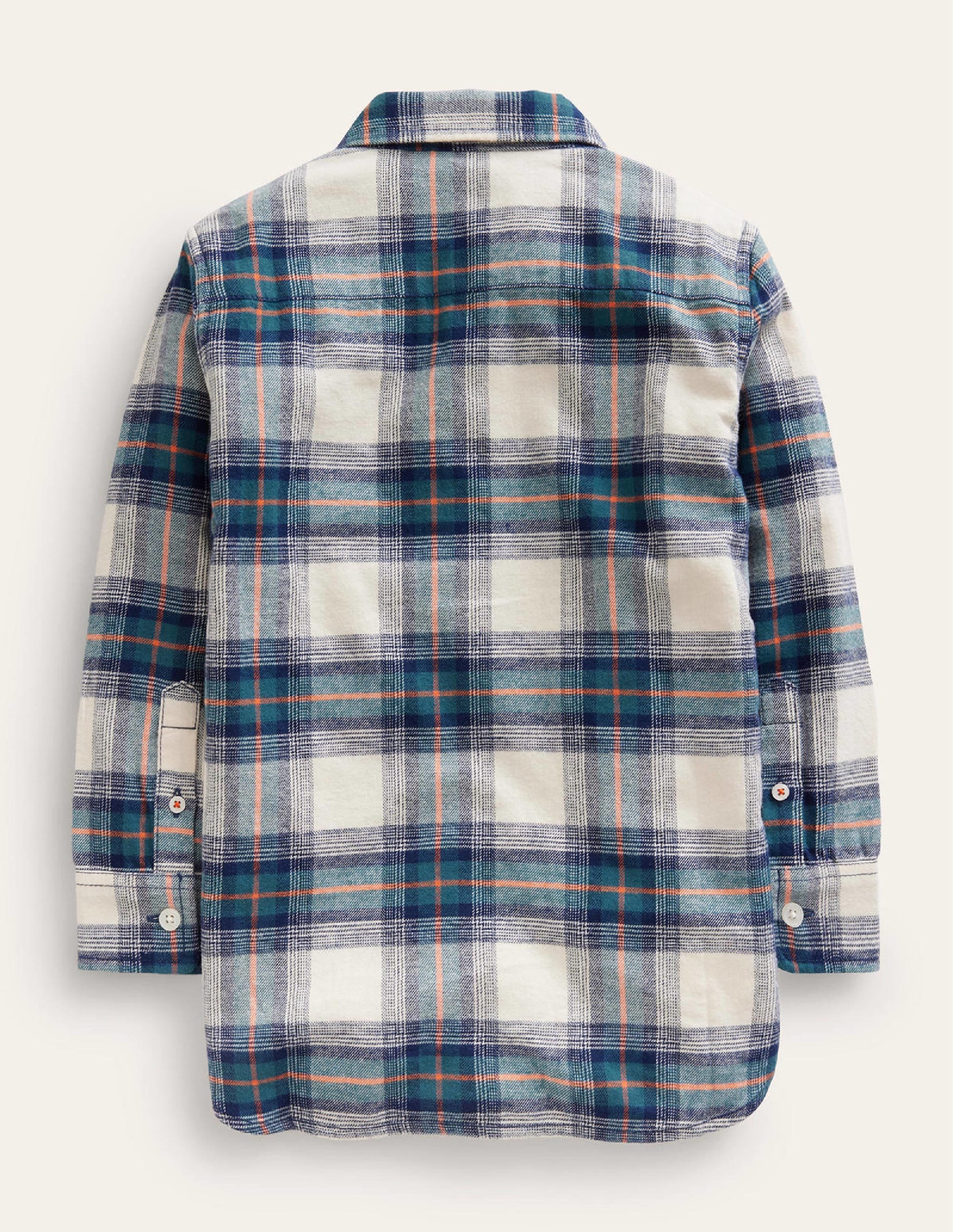 Brushed Flannel Shirt-Navy / Teal / Orange Check - Image 2