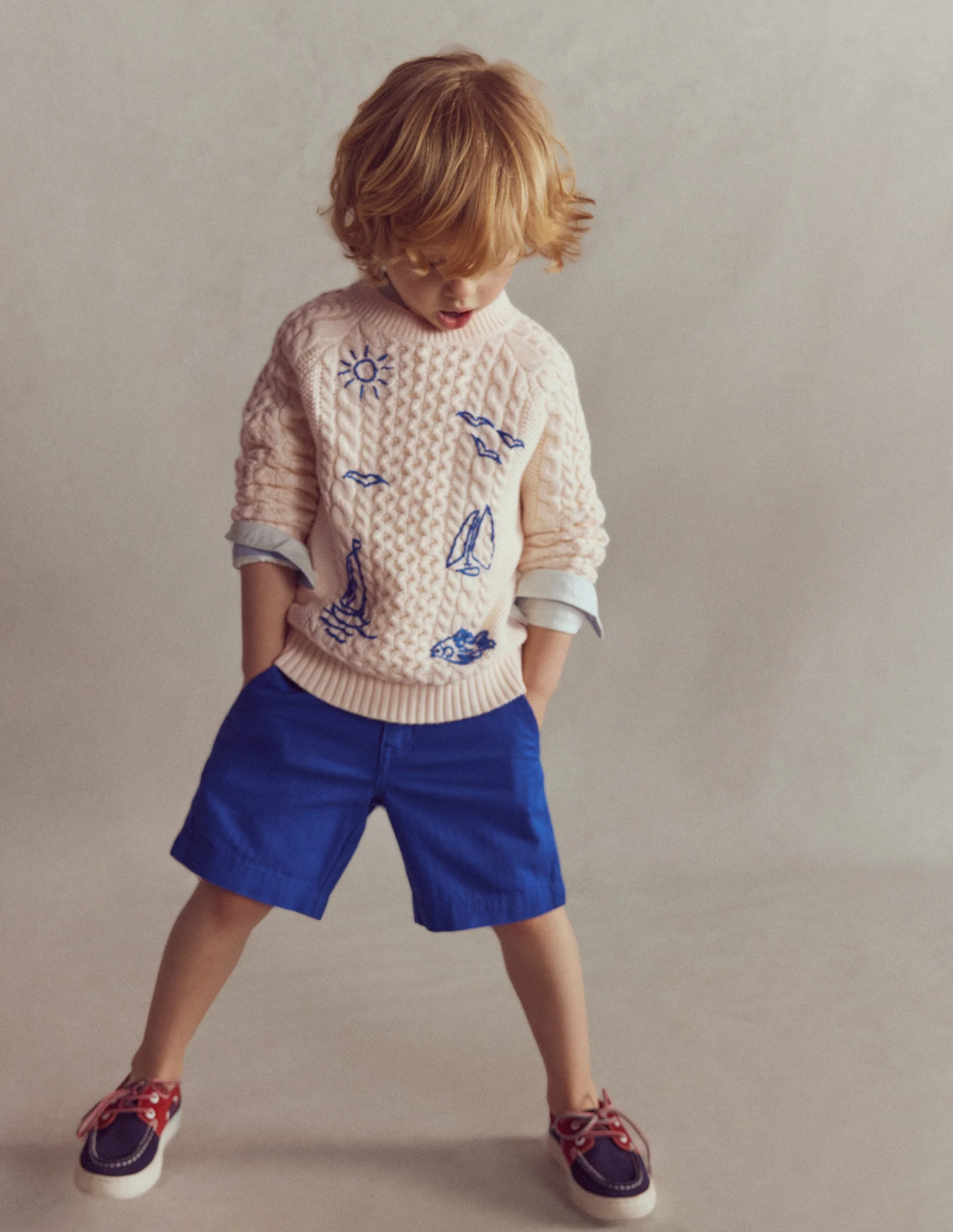 Cable Embroidered Sweater-Warm Ivory - Image 2