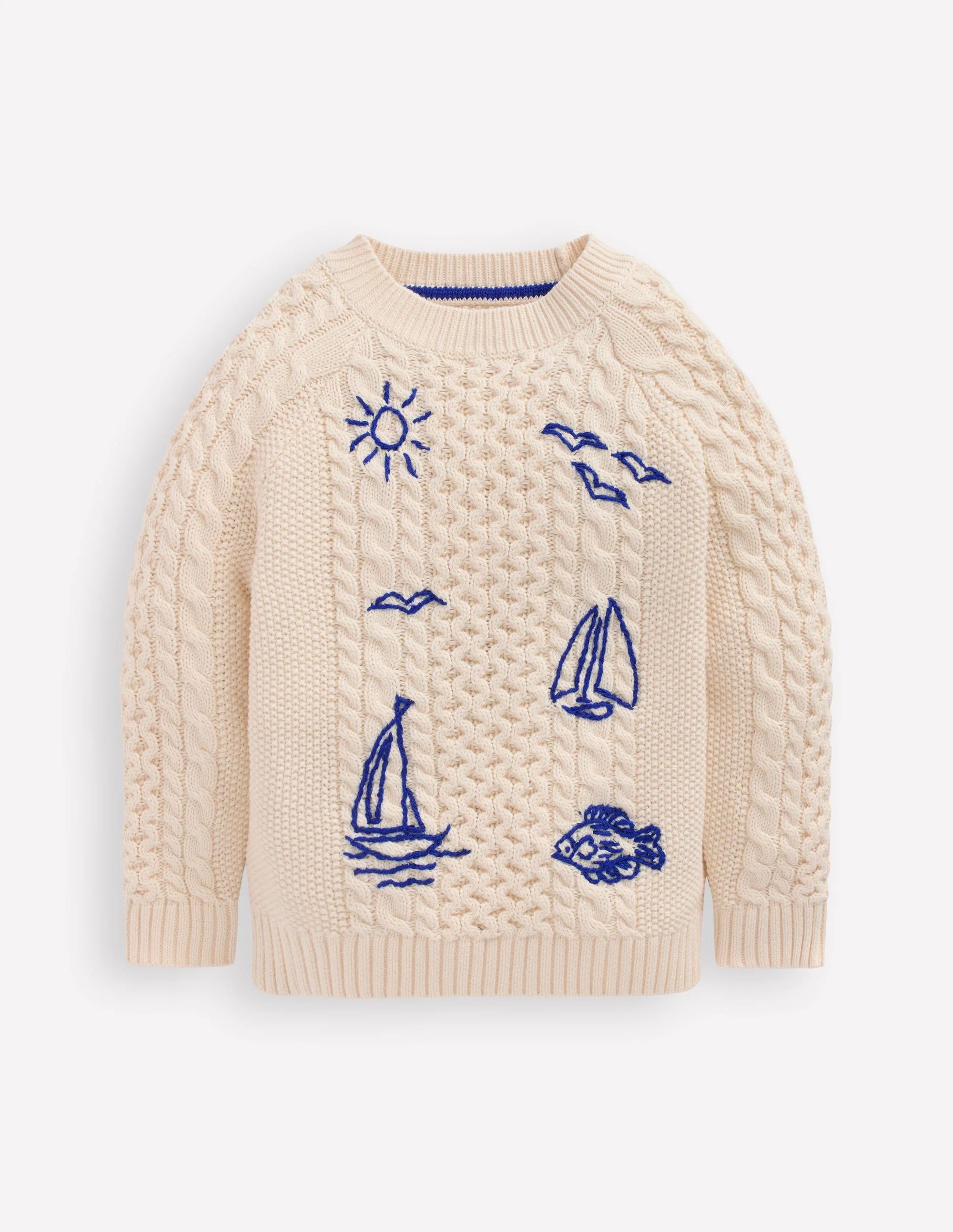 Cable Embroidered Sweater-Warm Ivory - Image 6