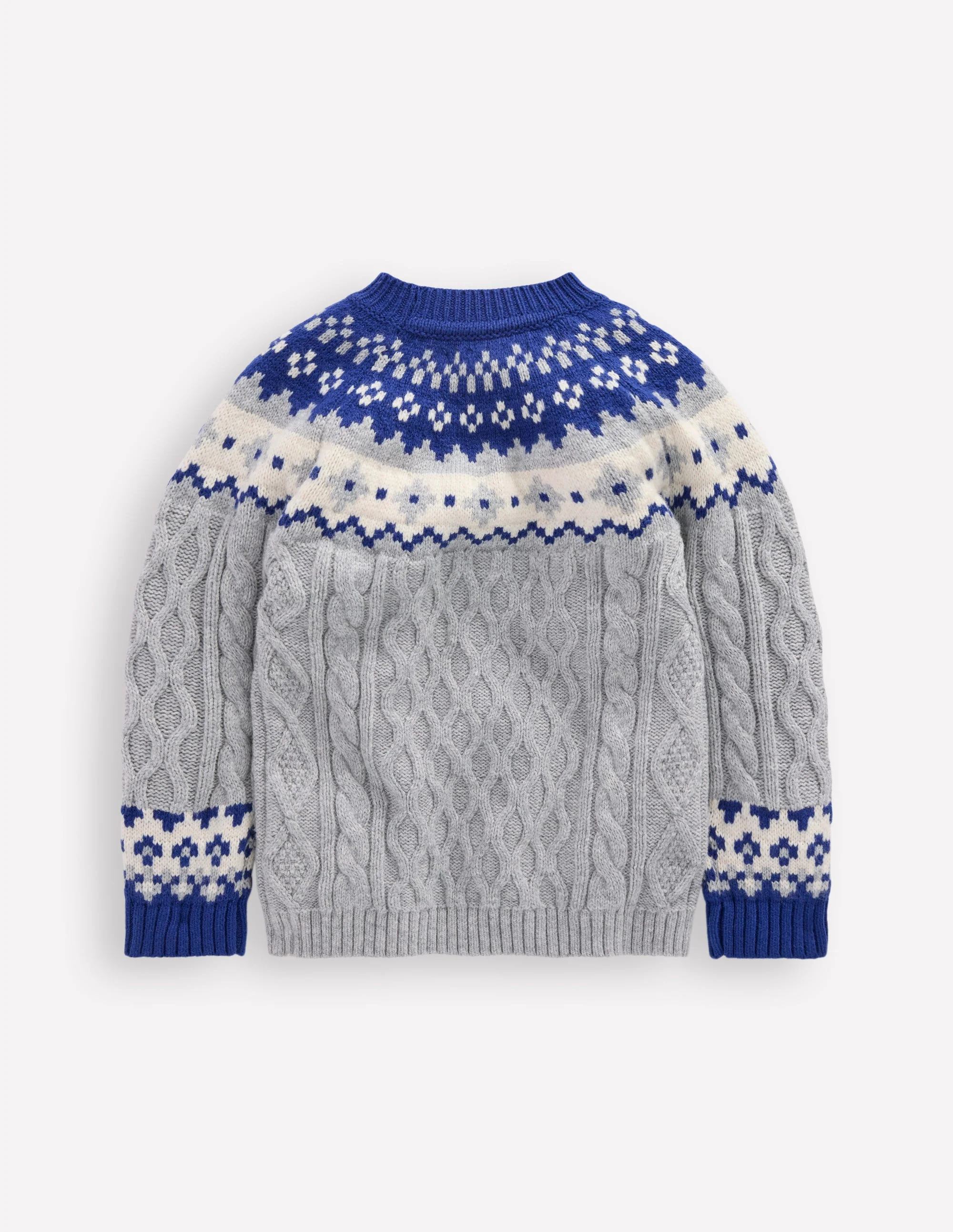 Cable Fair Isle Sweater-Grey Marl - Image 5