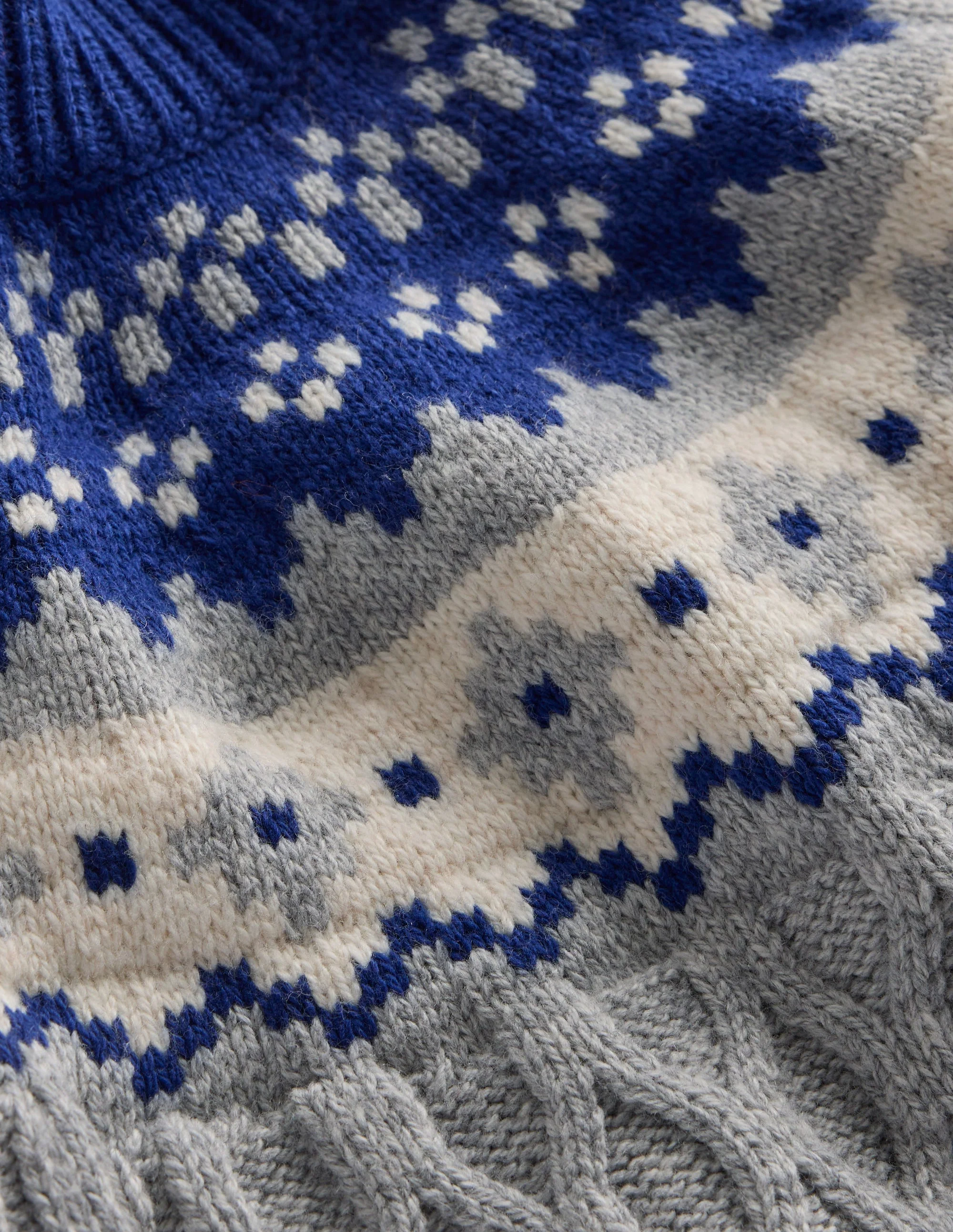 Cable Fair Isle Sweater-Grey Marl - Image 6