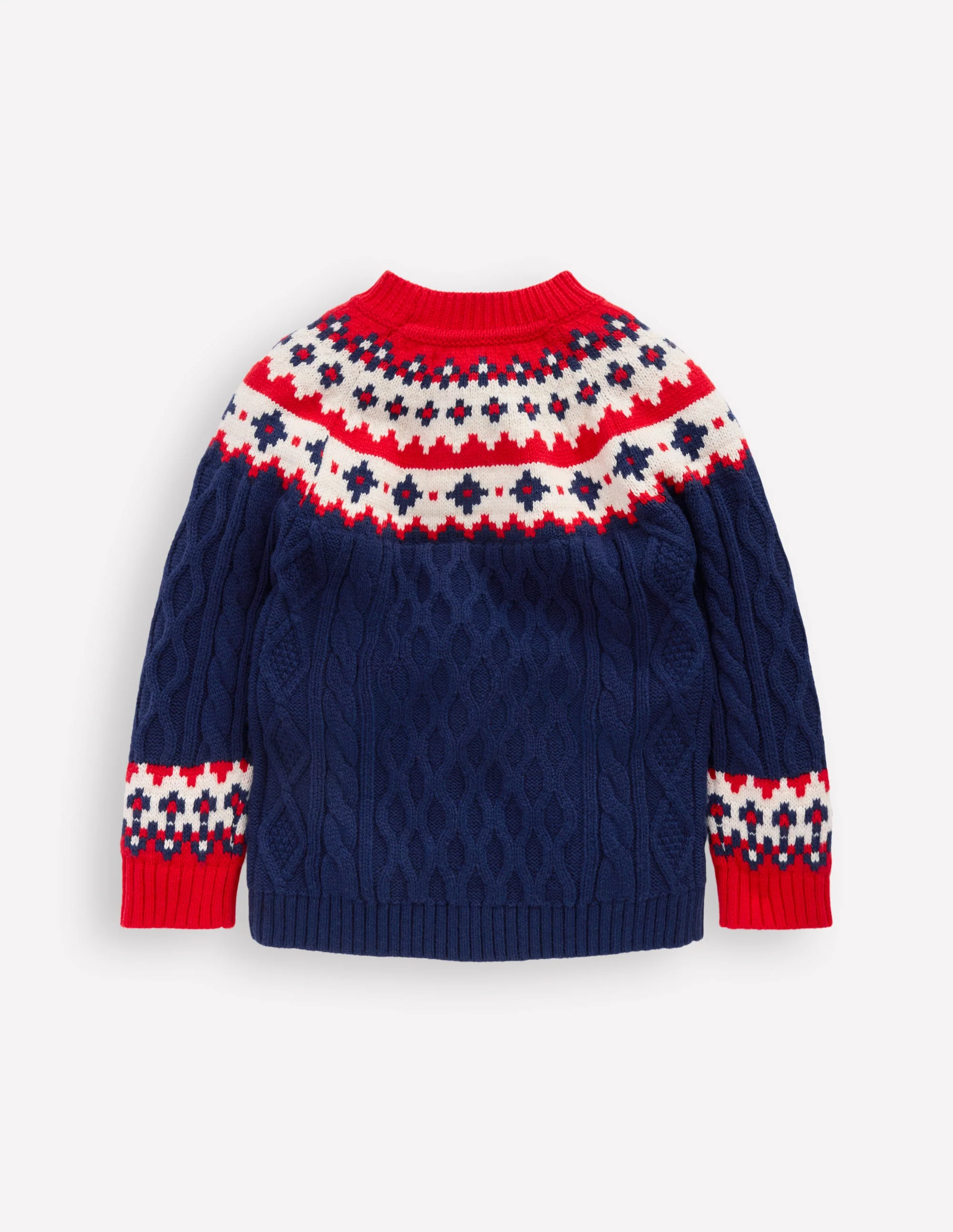 Cable Fair Isle Sweater-Medieval Blue - Image 2