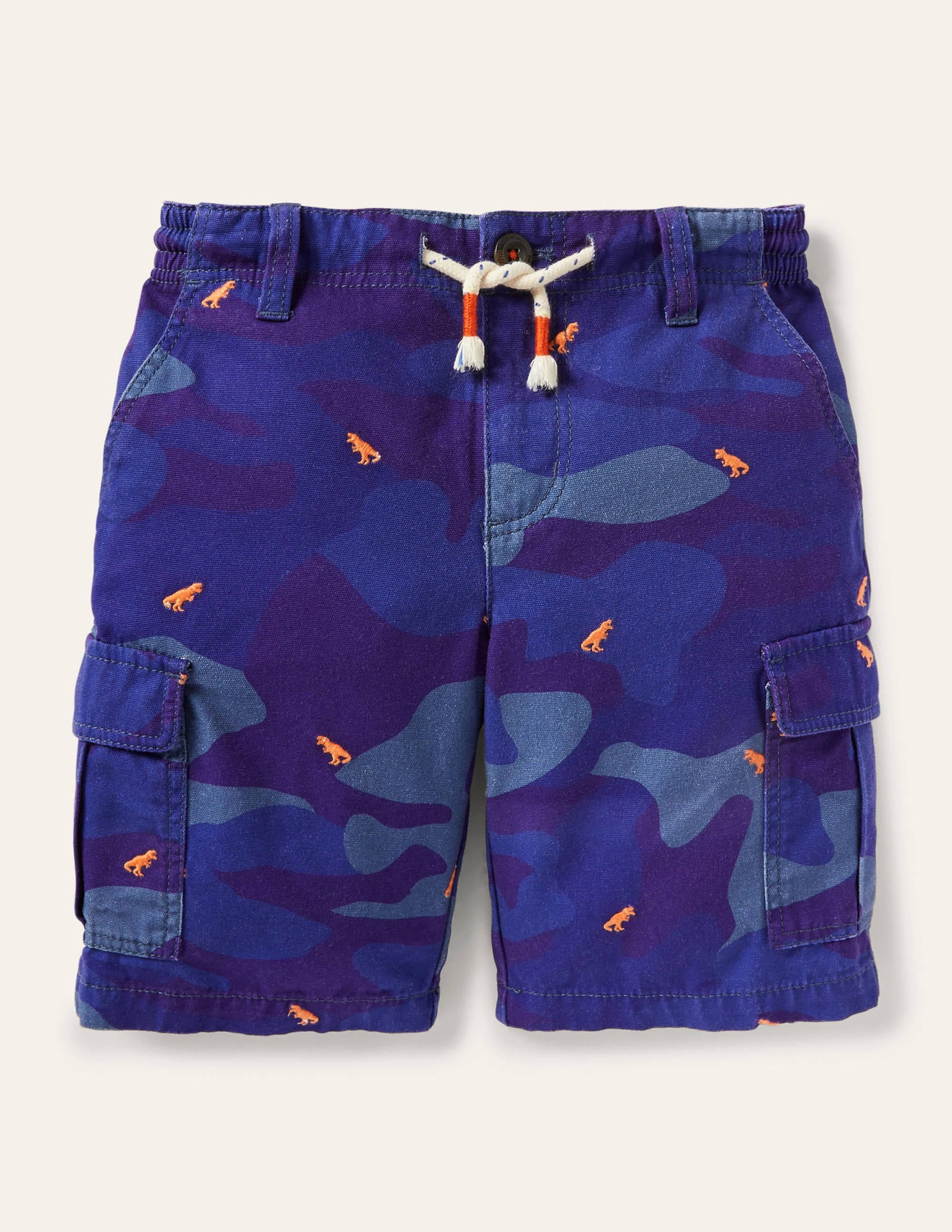 Cargo Shorts-Blue Camouflage Dinosaurs