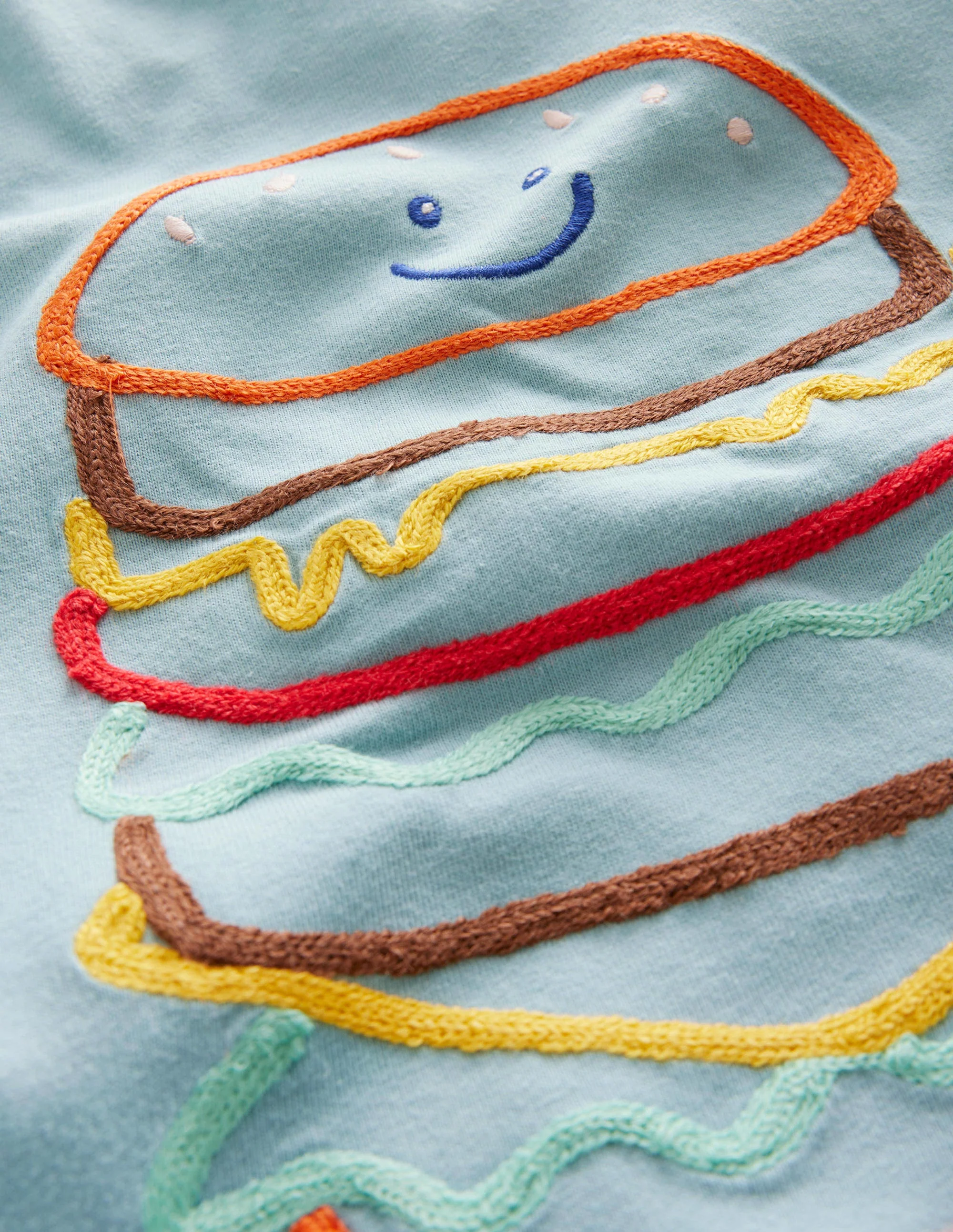 Chain Stitch Logo T-shirt-Tourmaline Blue Burger - Image 3