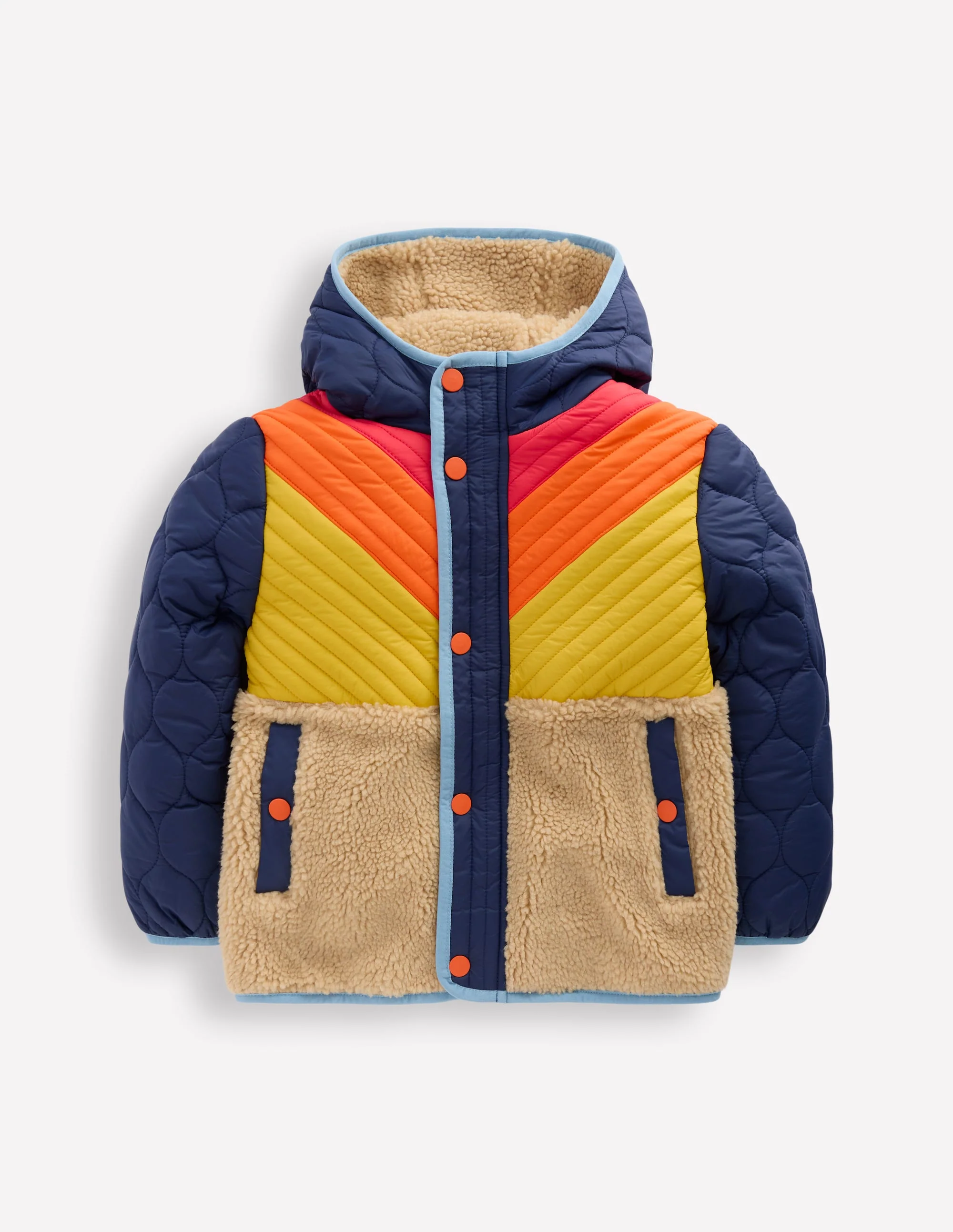 Chevron Borg Jacket-Orange Multi - Image 6