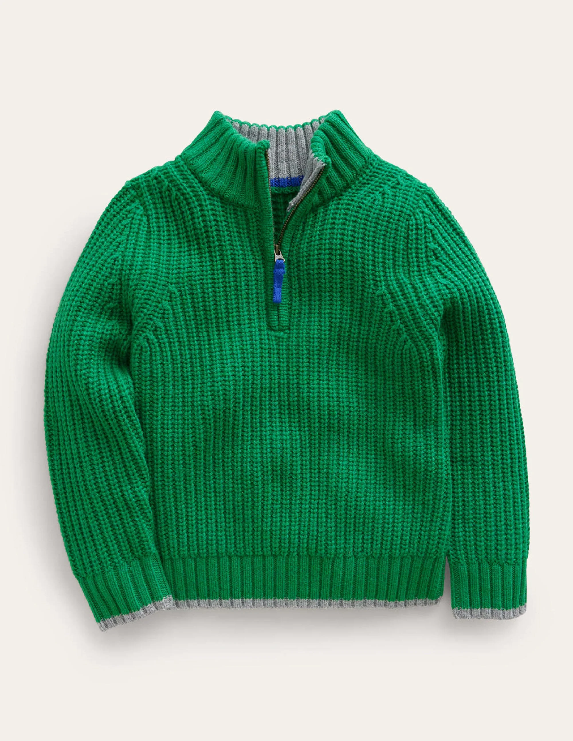 Chunky Half Zip Sweater-Deep Green