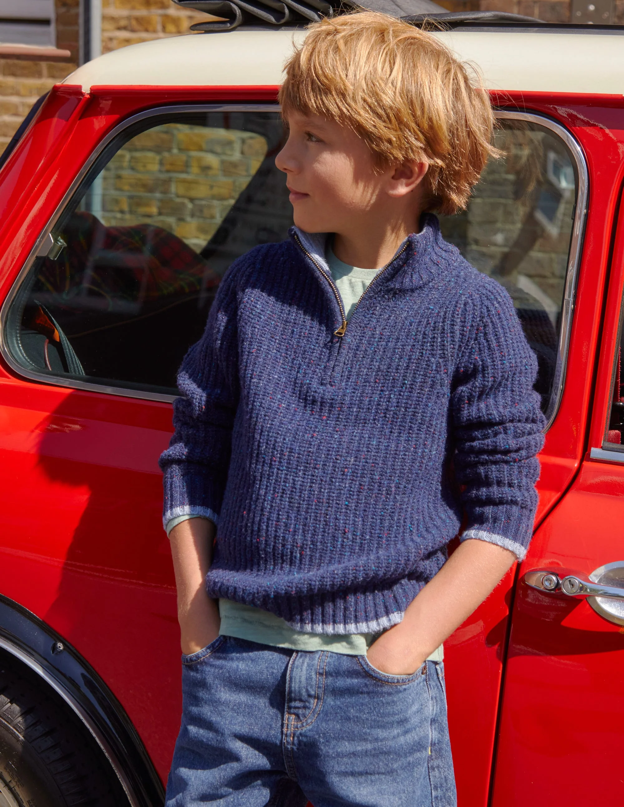 Chunky Half Zip Sweater-Navy Neps - Image 4