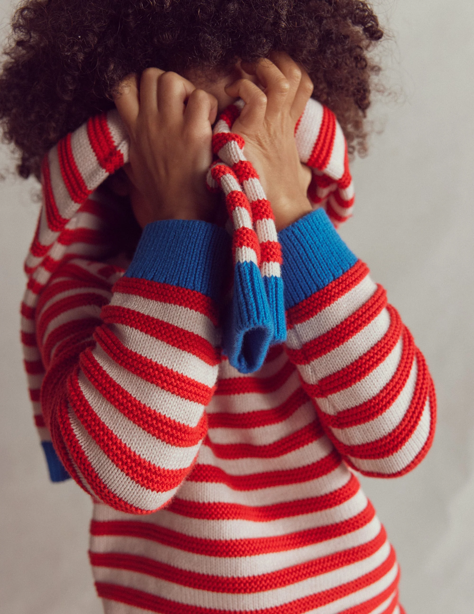 Chunky Sweater-High Risk Red/Ecru Marl Stripe - Image 2