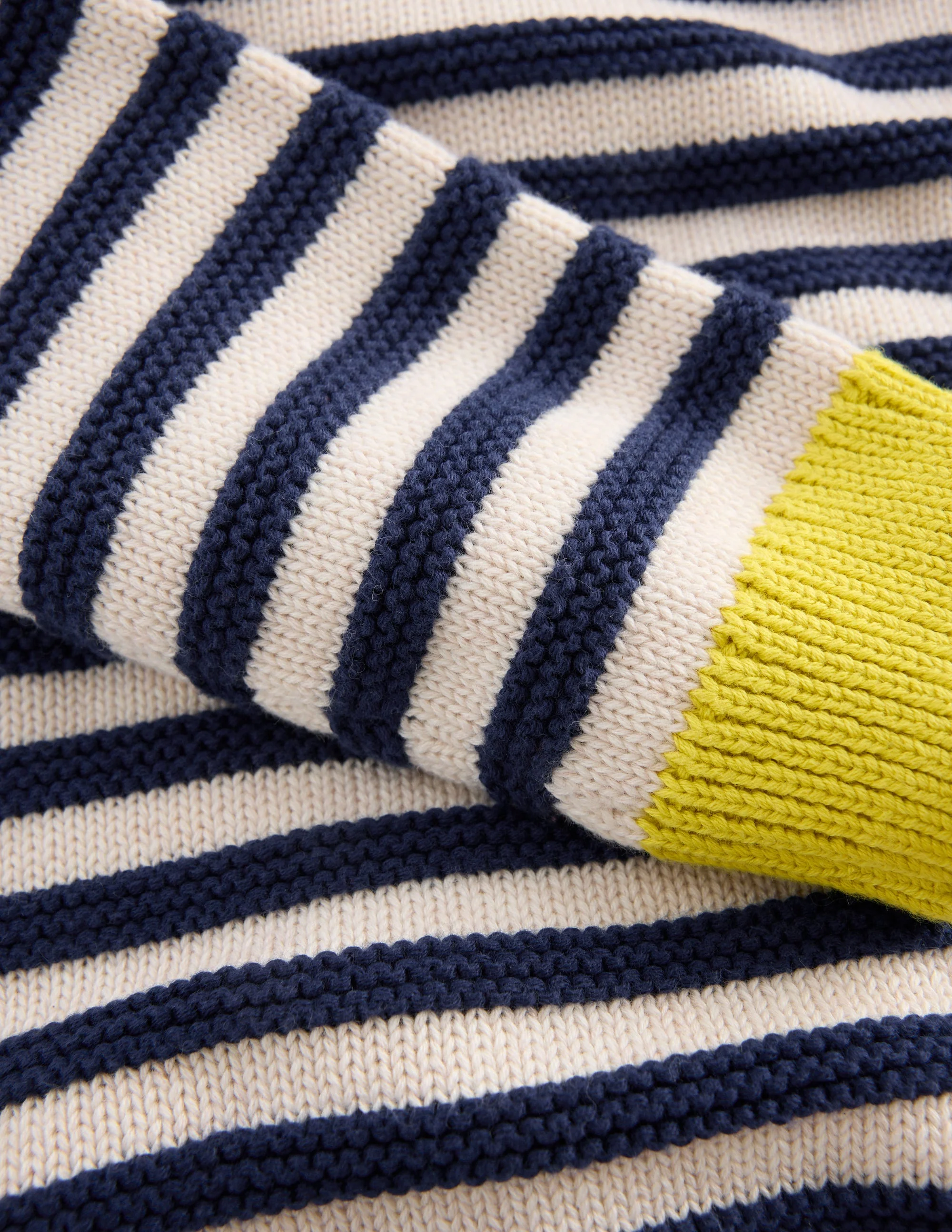 Chunky Sweater-Navy Marl and Ecru Stripe - Image 6