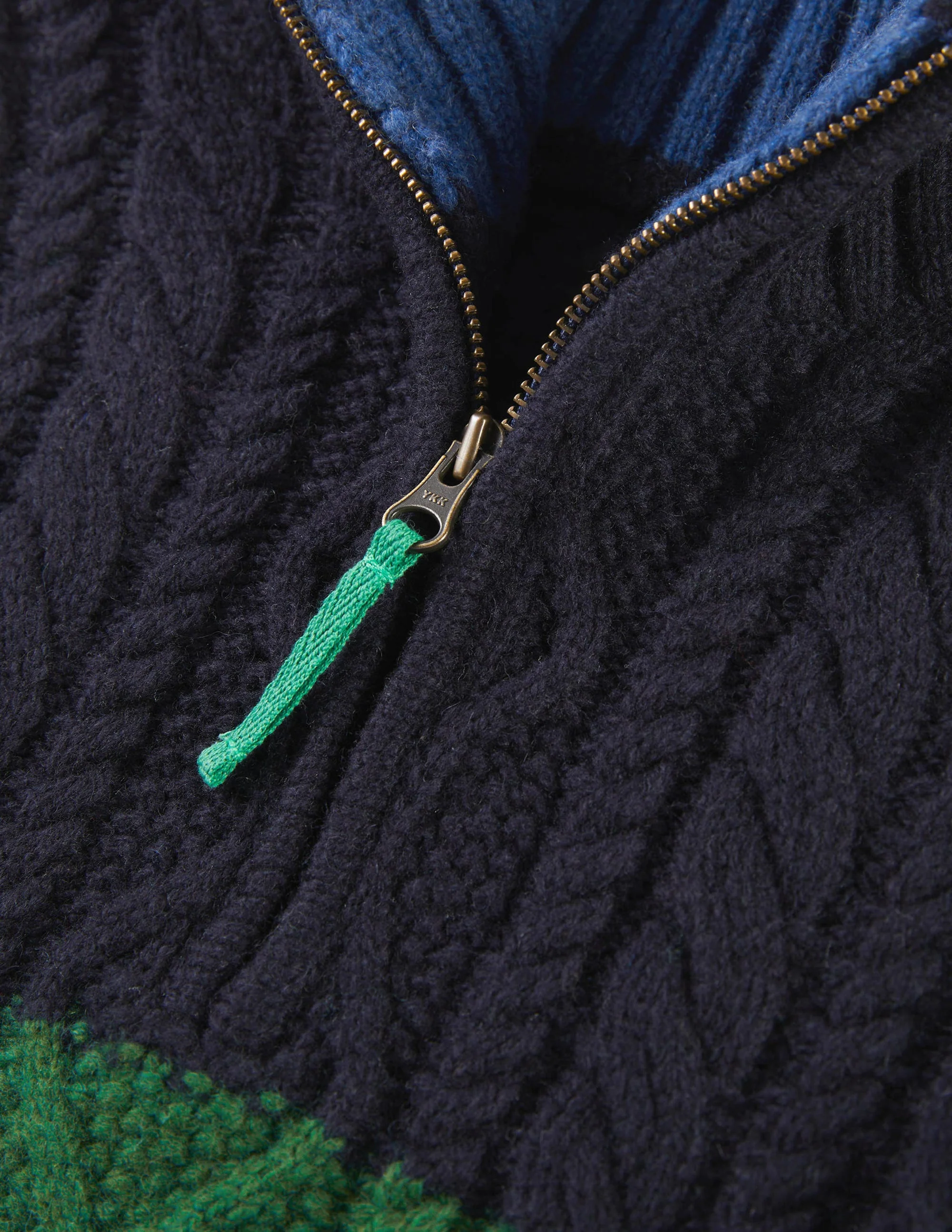 Colorblock Half Zip Cable Knit Sweater-Multi Colourblock - Image 3