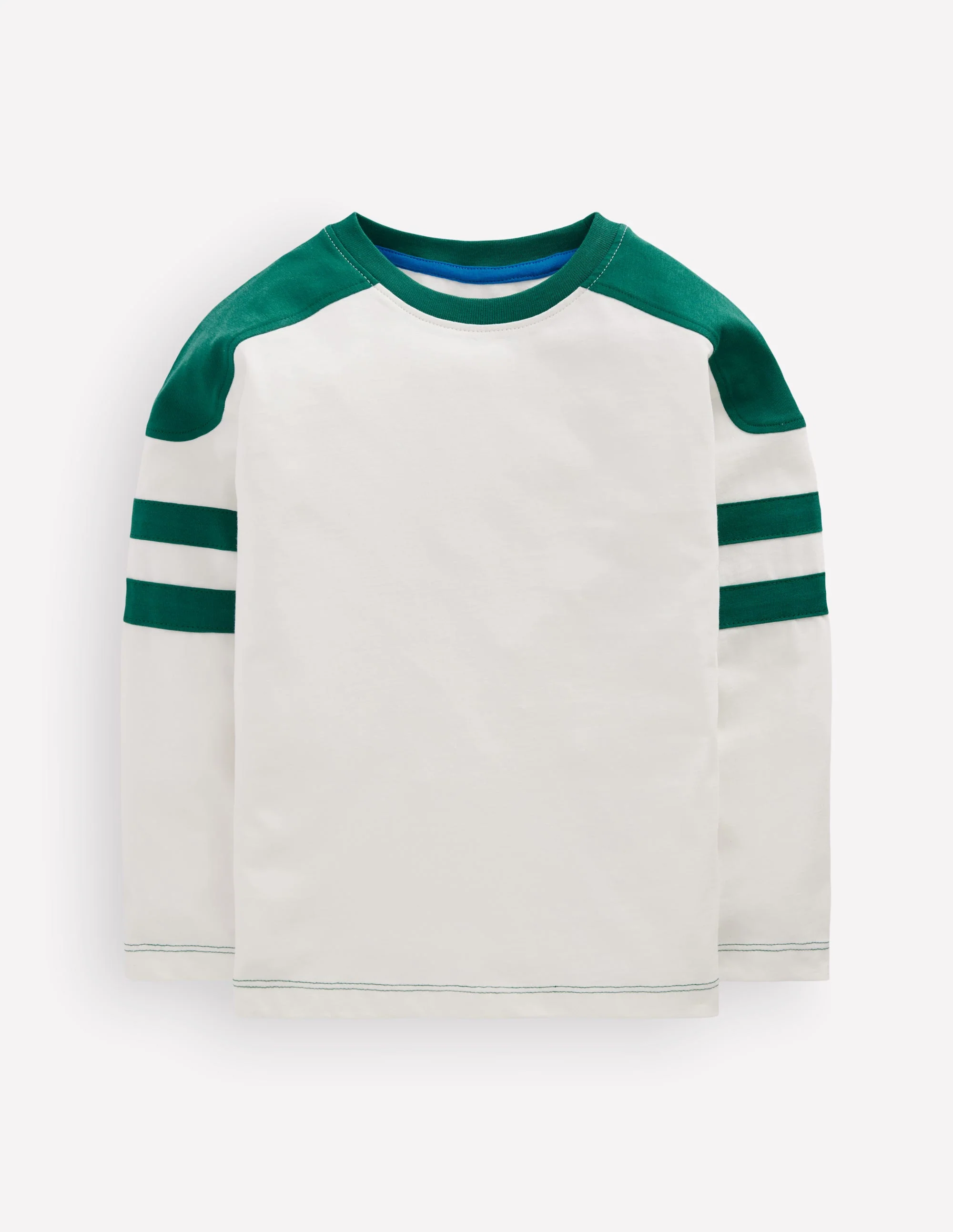 Colour Block T-shirt-Soft Ivory / Jewel Green