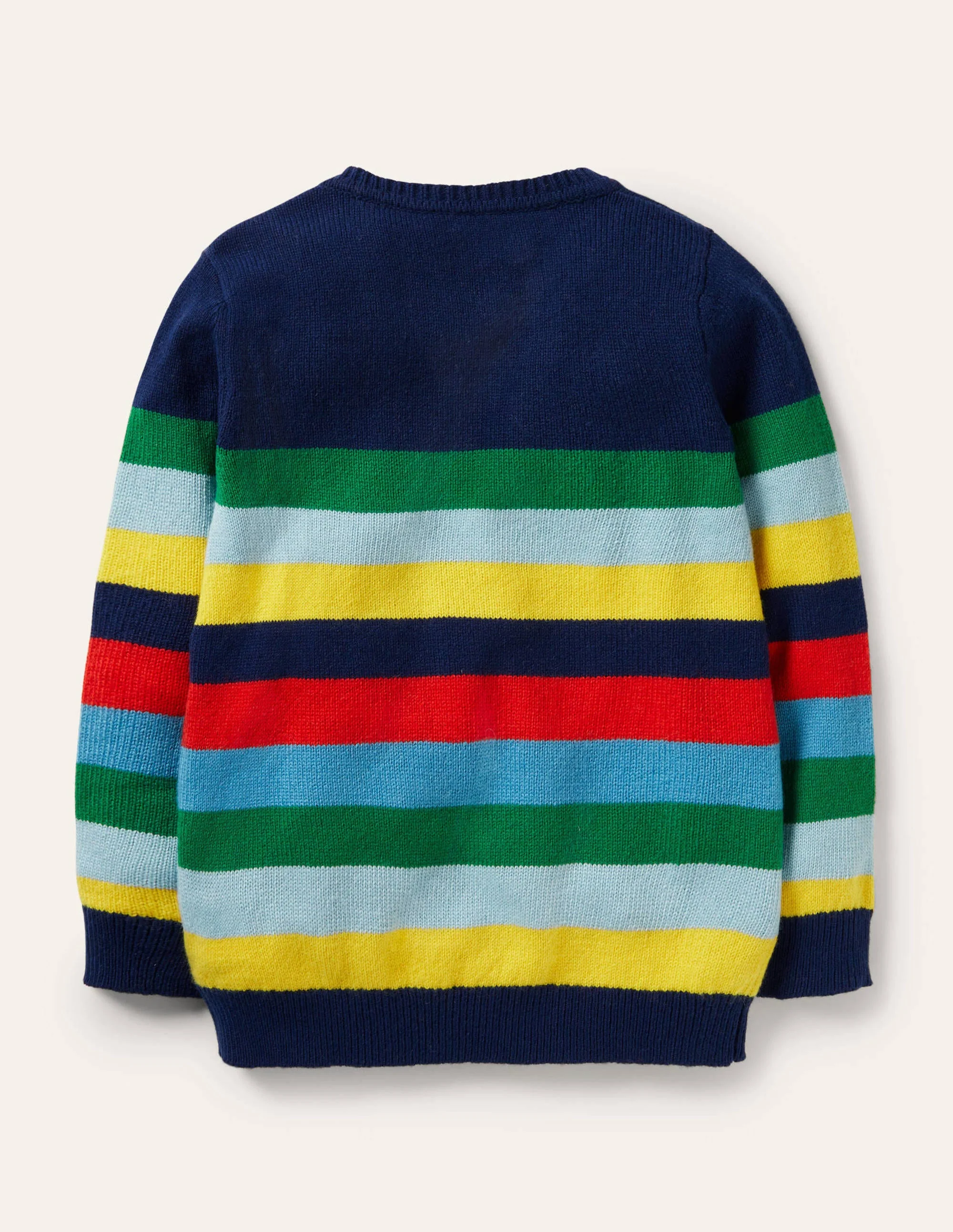 Colourblock Crew Sweater-College Navy/Rainbow - Image 2