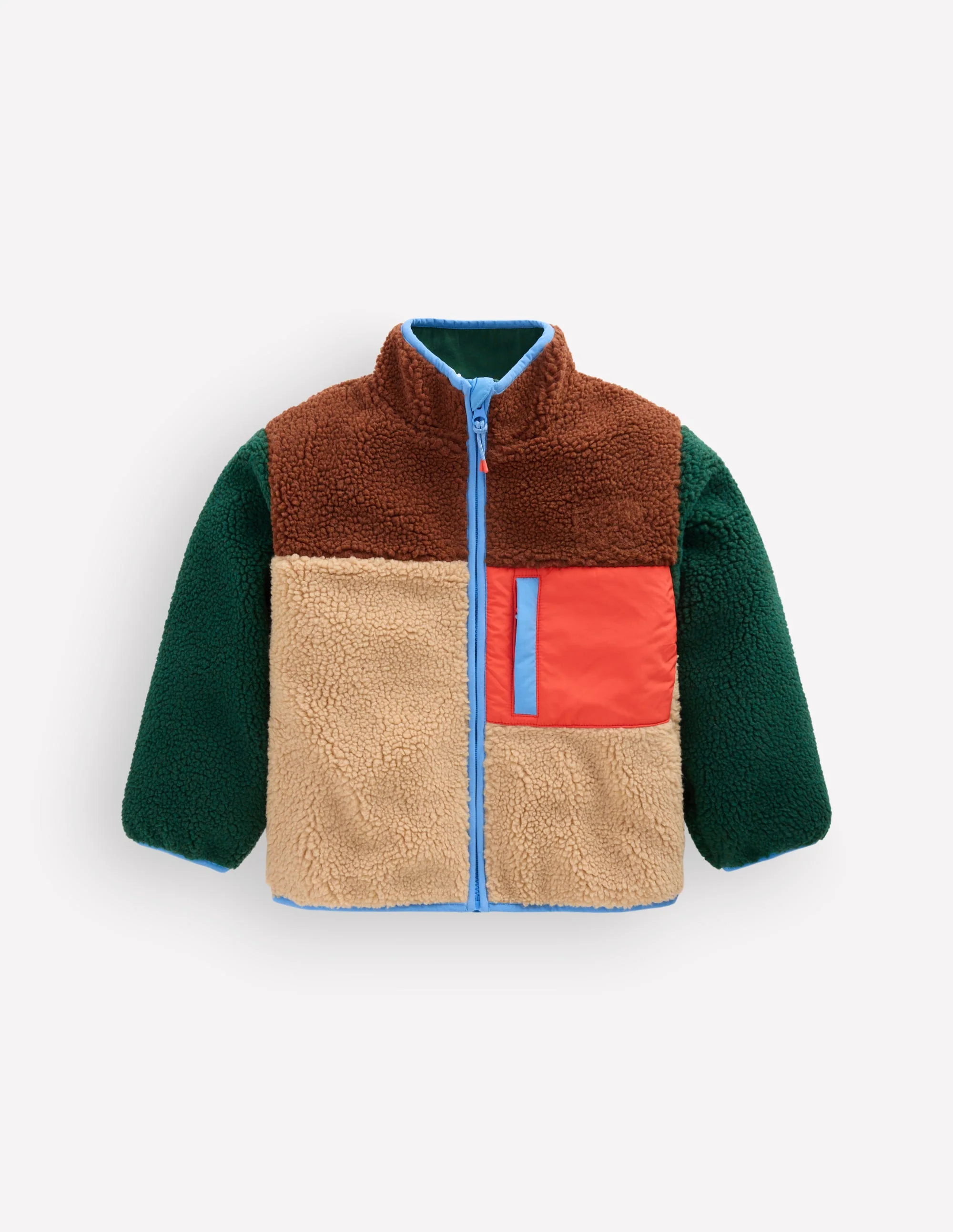 Cosy Borg Mix Jacket-Borg Colourblock