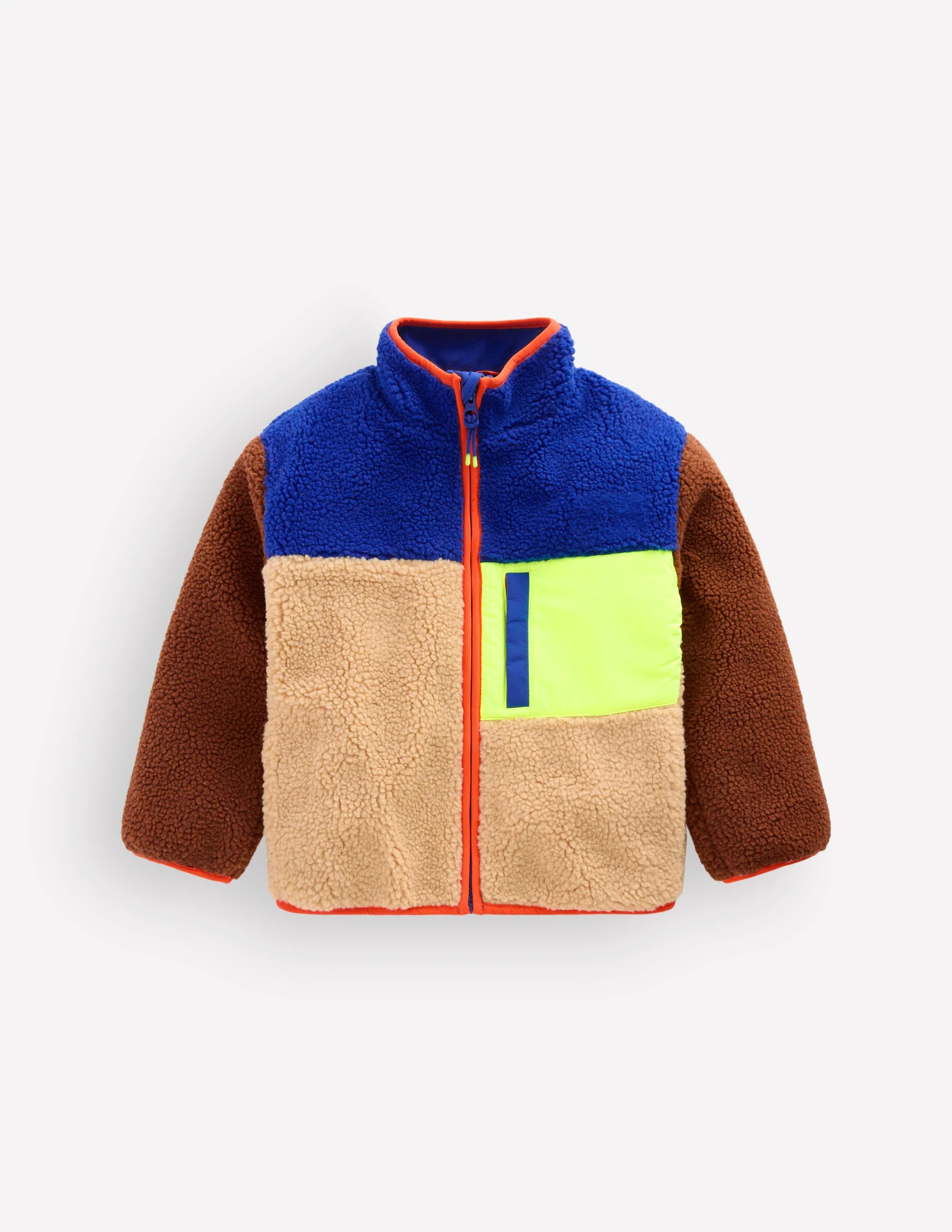 Cosy Borg Mix Jacket-Borg Yellow Colourblock