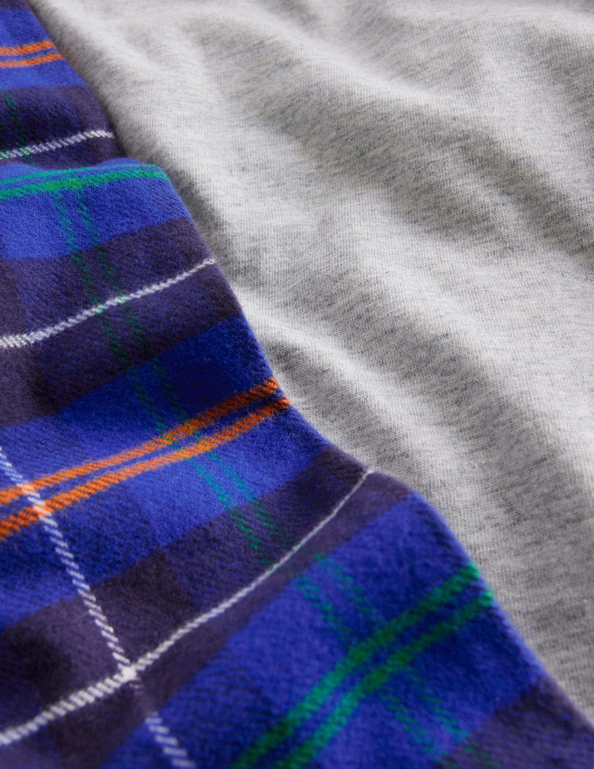 Cosy Brushed Pajama Set-Blue/Orange Check - Image 3
