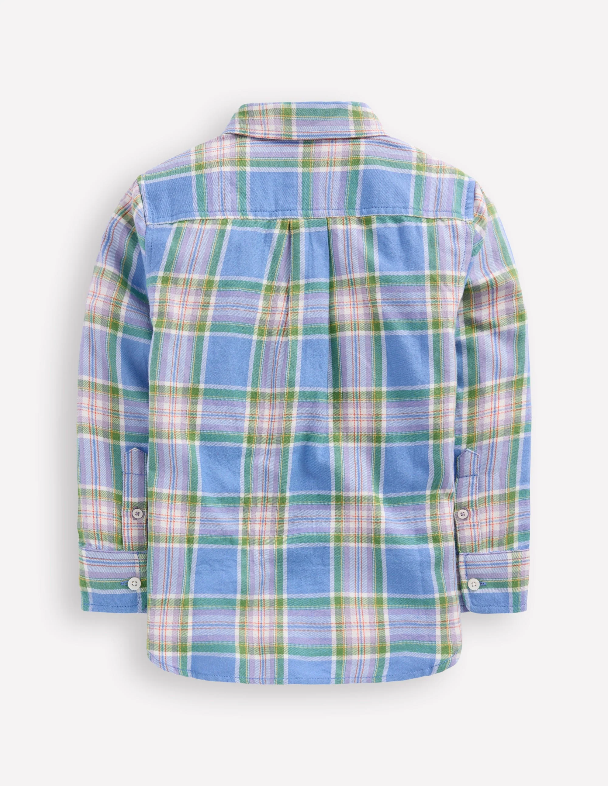 Cosy Cotton Check Shirt-Blue and Purple Check - Image 6