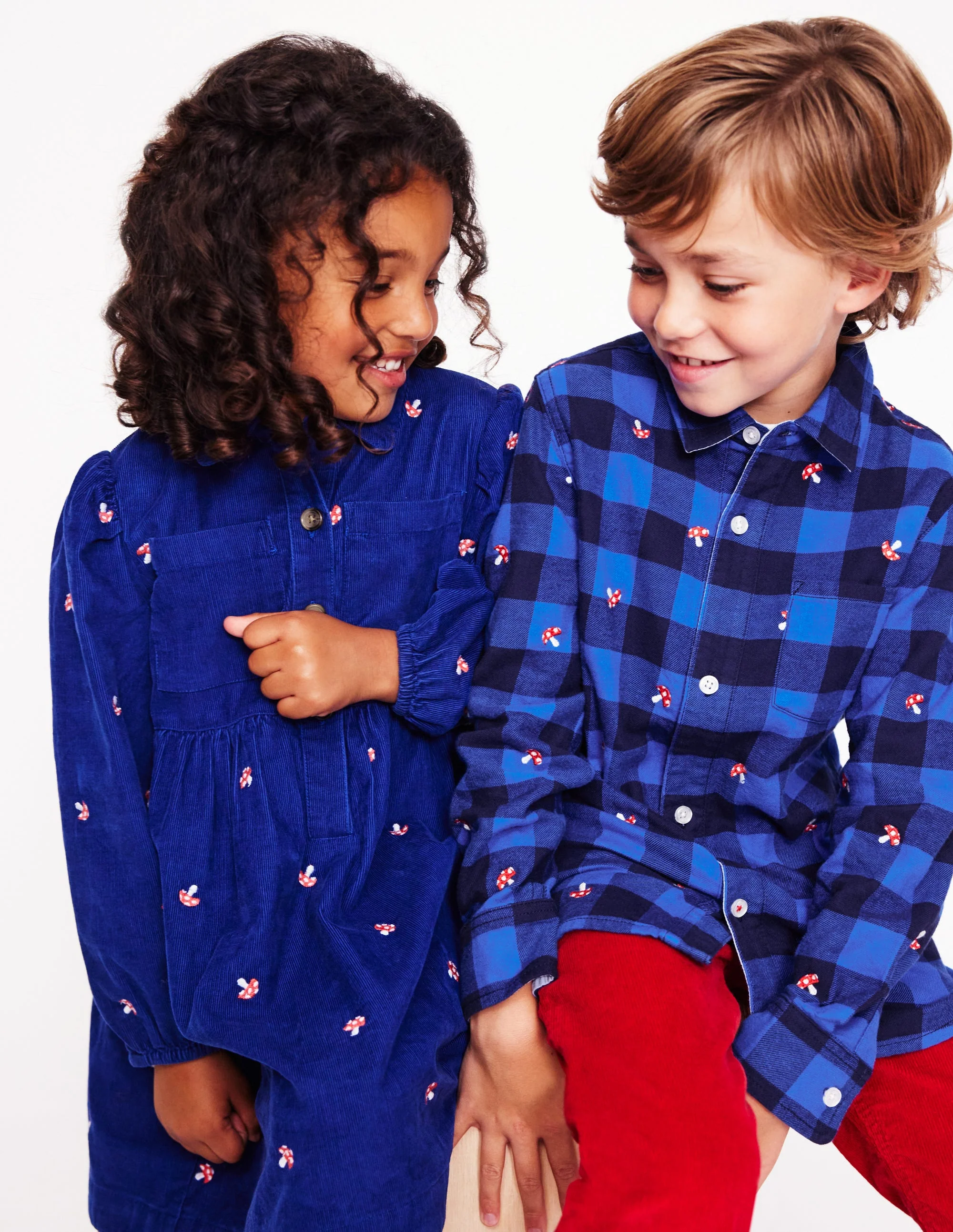Cosy Cotton Check Shirt-Embroidered Toadstool Check - Image 5