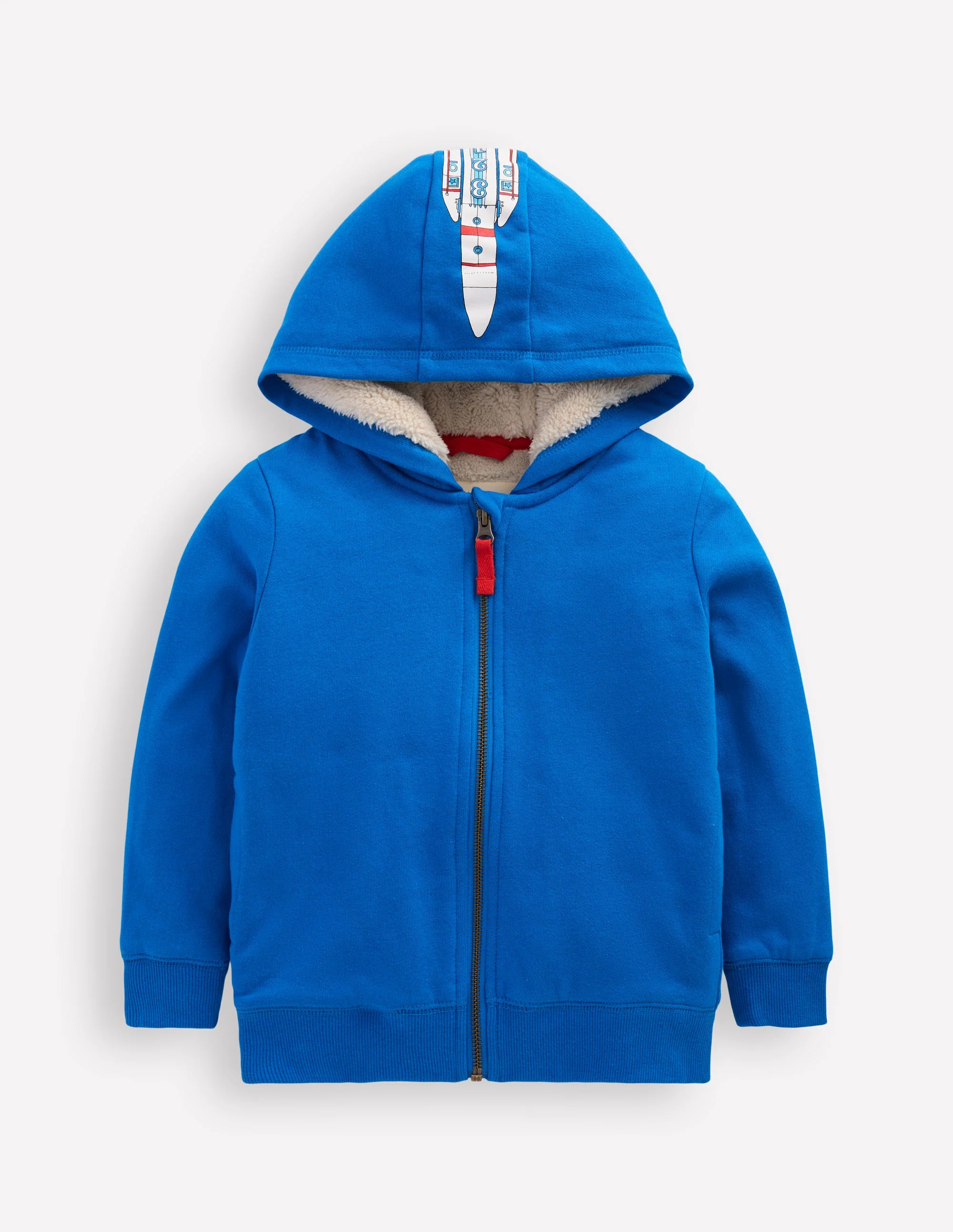 Cosy Fleece-Lined Hoodie-Kingfisher Blue Rocket