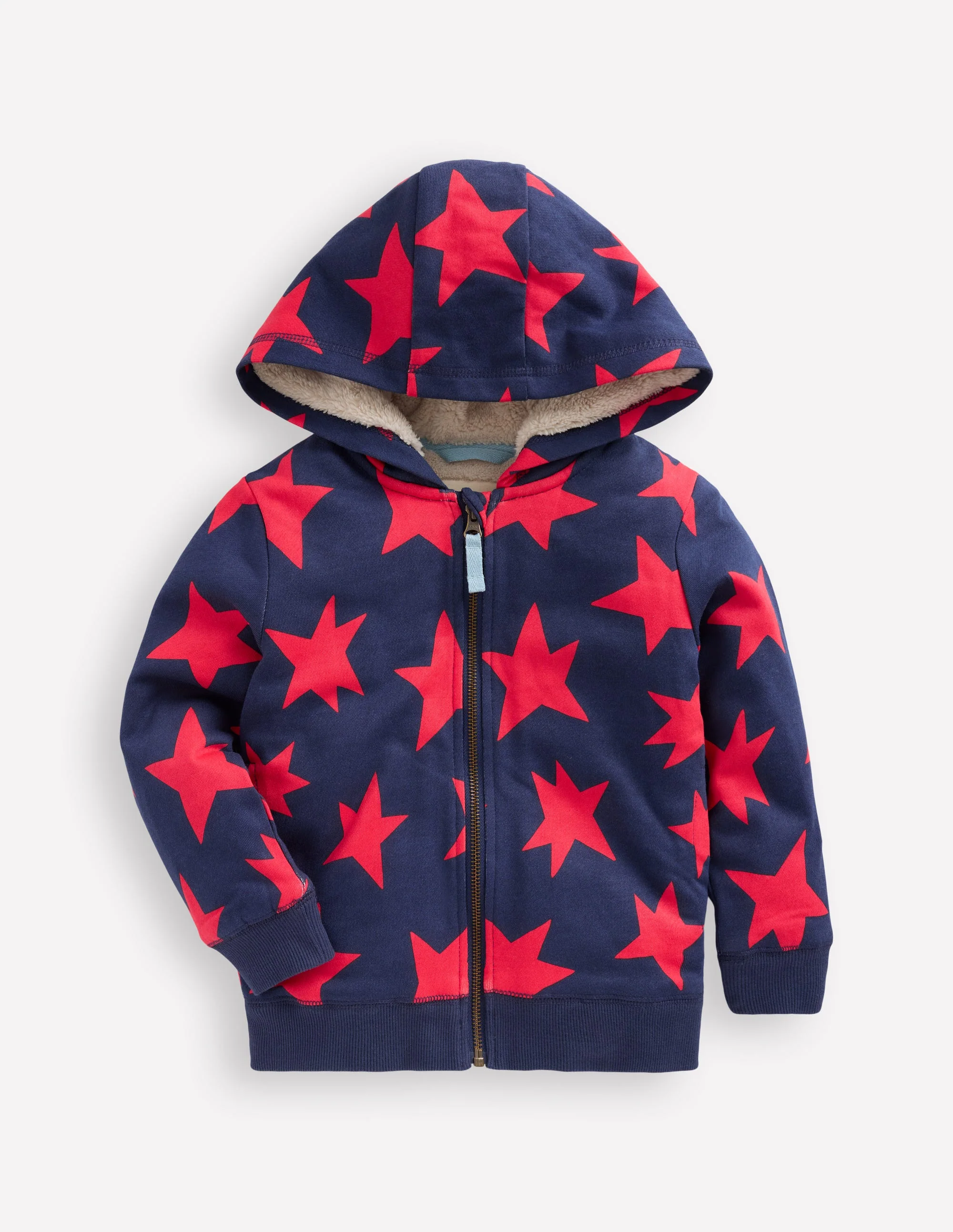 Cosy Fleece-Lined Hoodie-Navy star