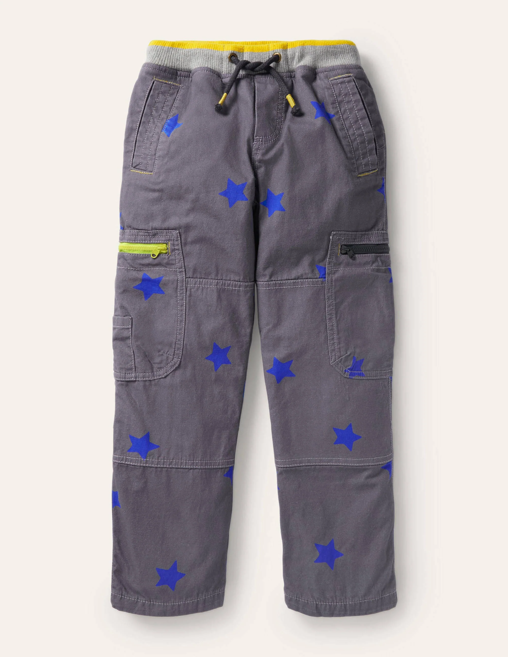 Cosy Lined Cargo Pants-Soot Grey/Brilliant Blue Star
