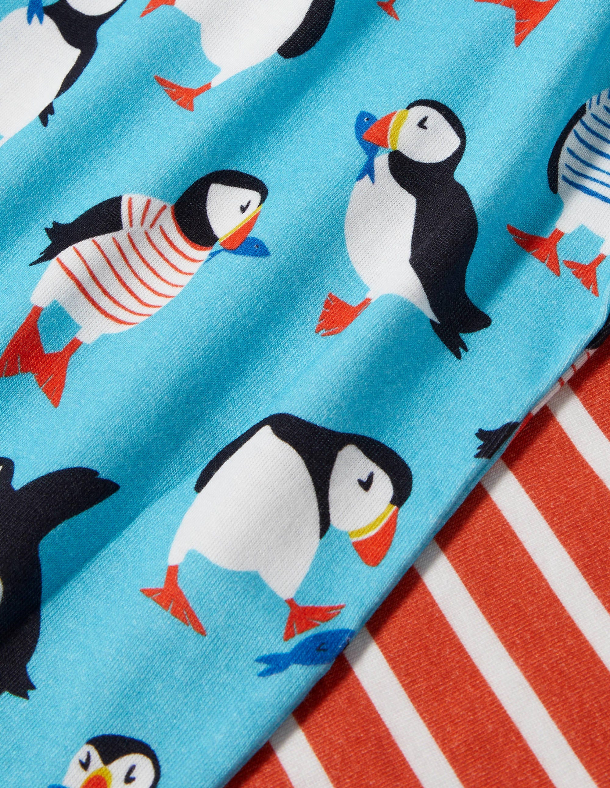 Cosy Twin Pack Short Pajamas-Aqua Blue Puffins - Image 3
