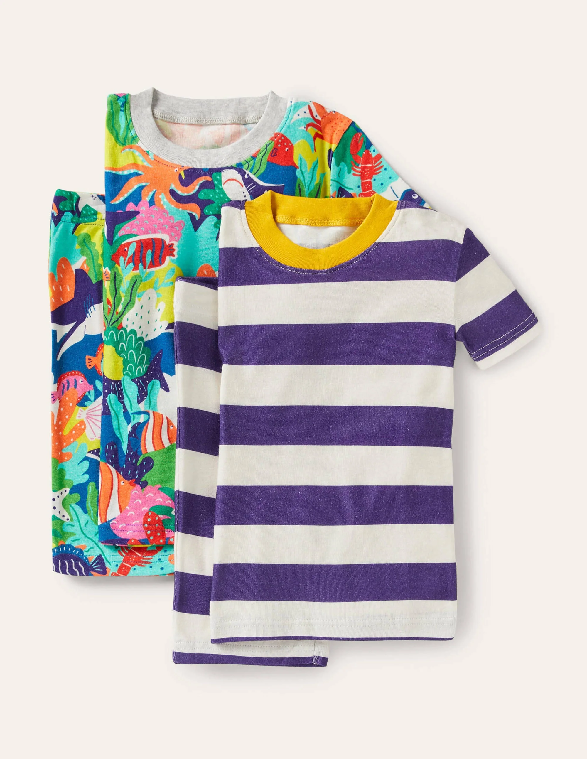 Cosy Twin Pack Short Pajamas-Multi Rainbow Reef