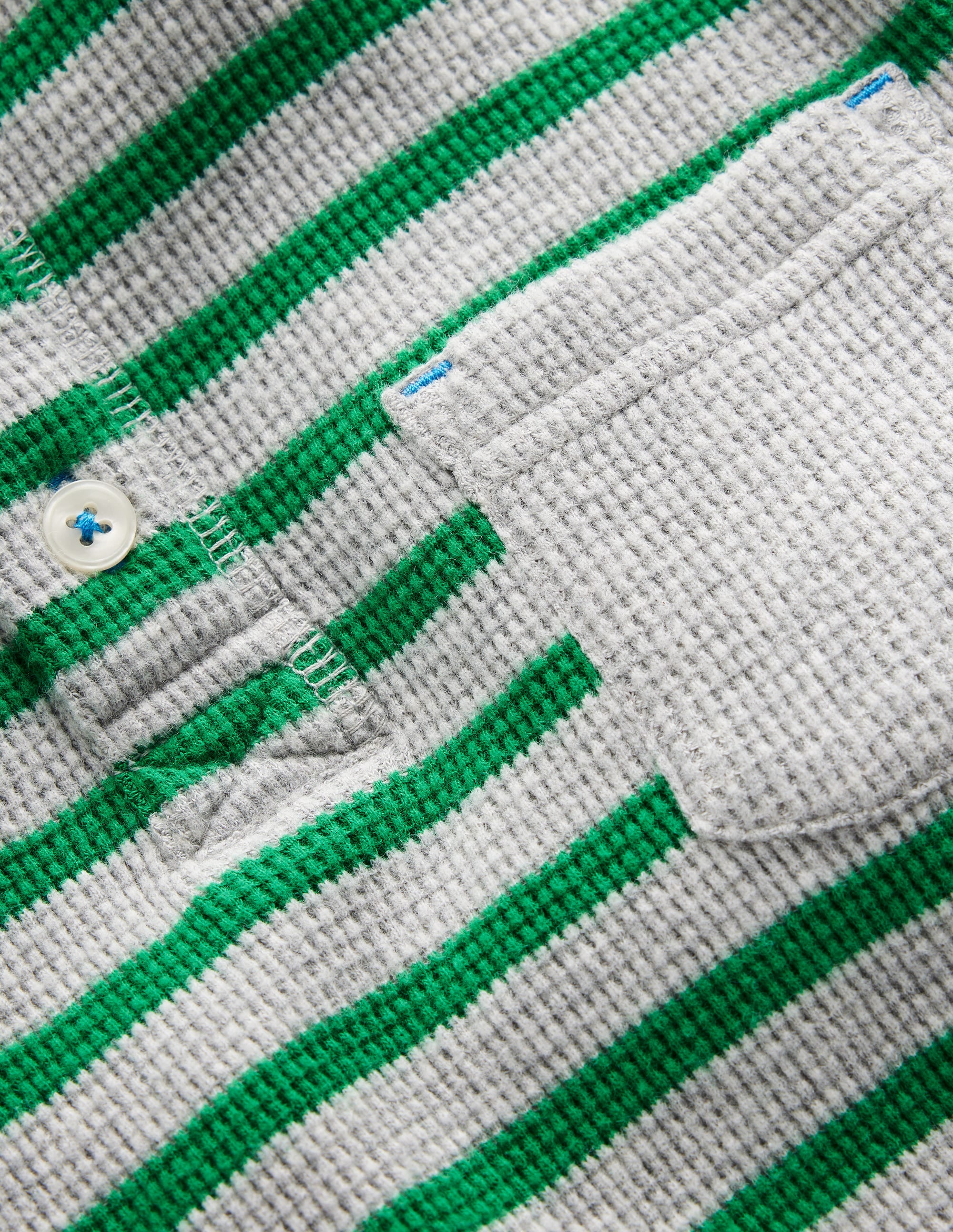 Cosy Waffle Henley T-Shirt-Highland Green and Grey Marl - Image 3