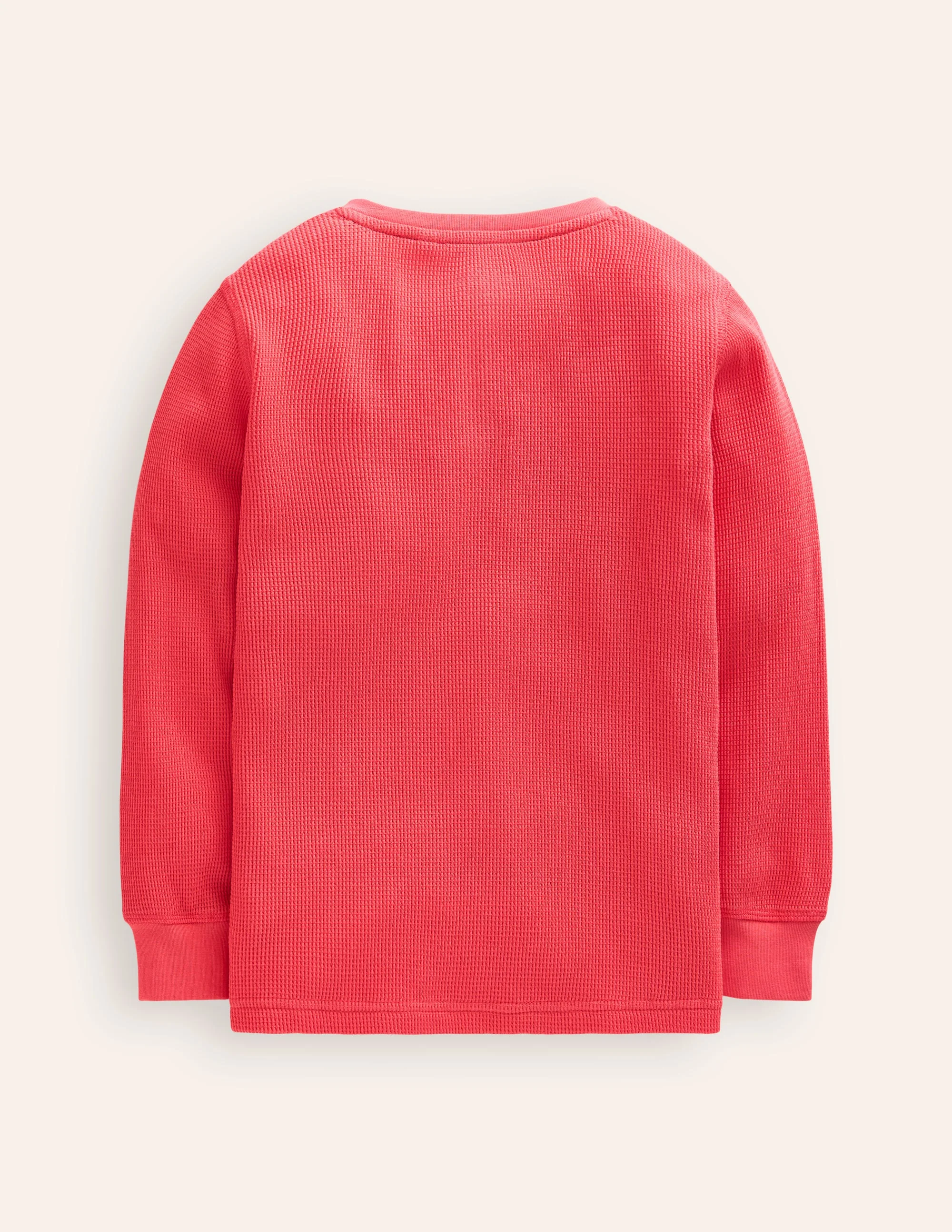 Cosy Waffle Henley T-Shirt-Jam Red - Image 2