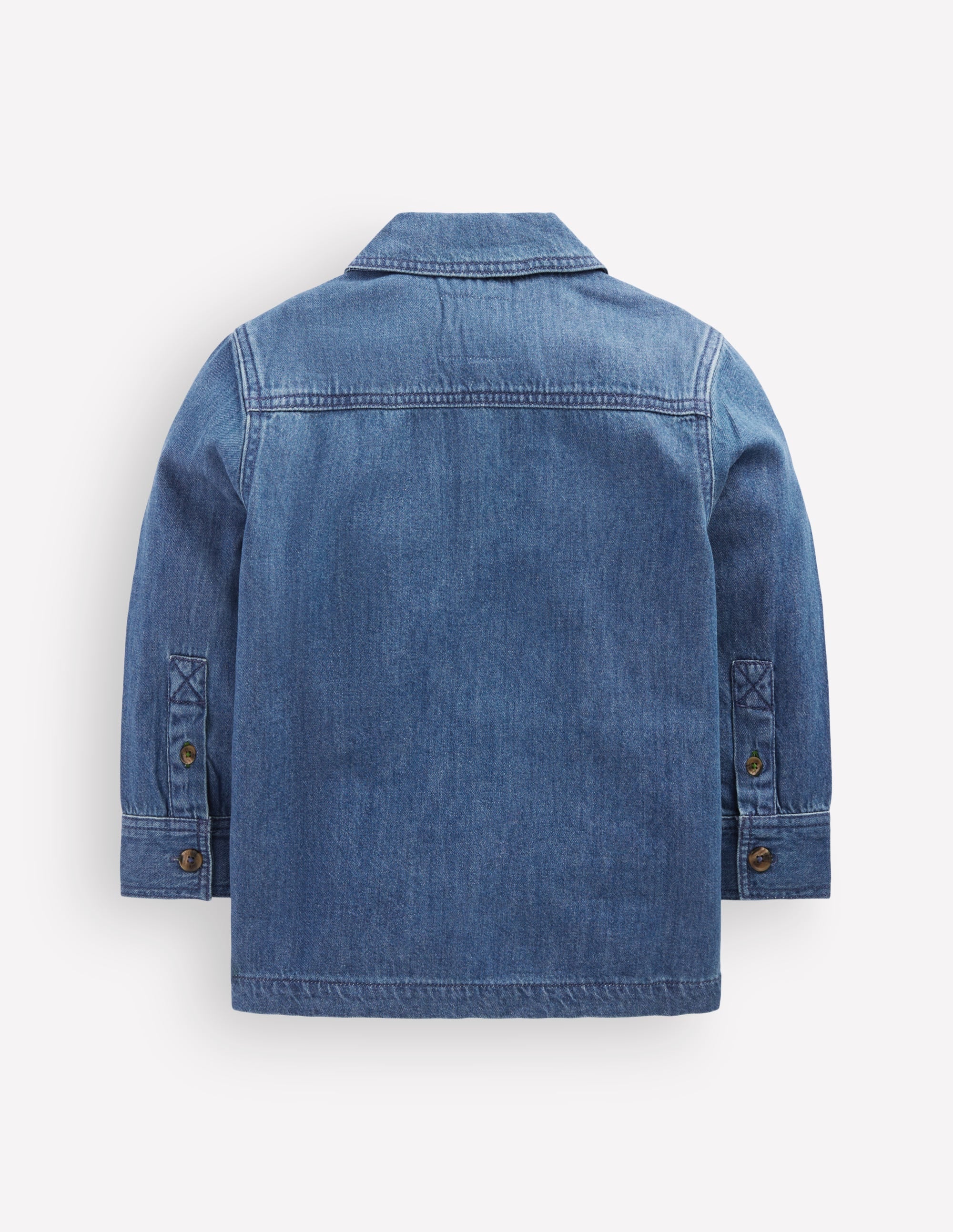 Cotton Front Pocket Overshirt-Mid Denim - Image 2