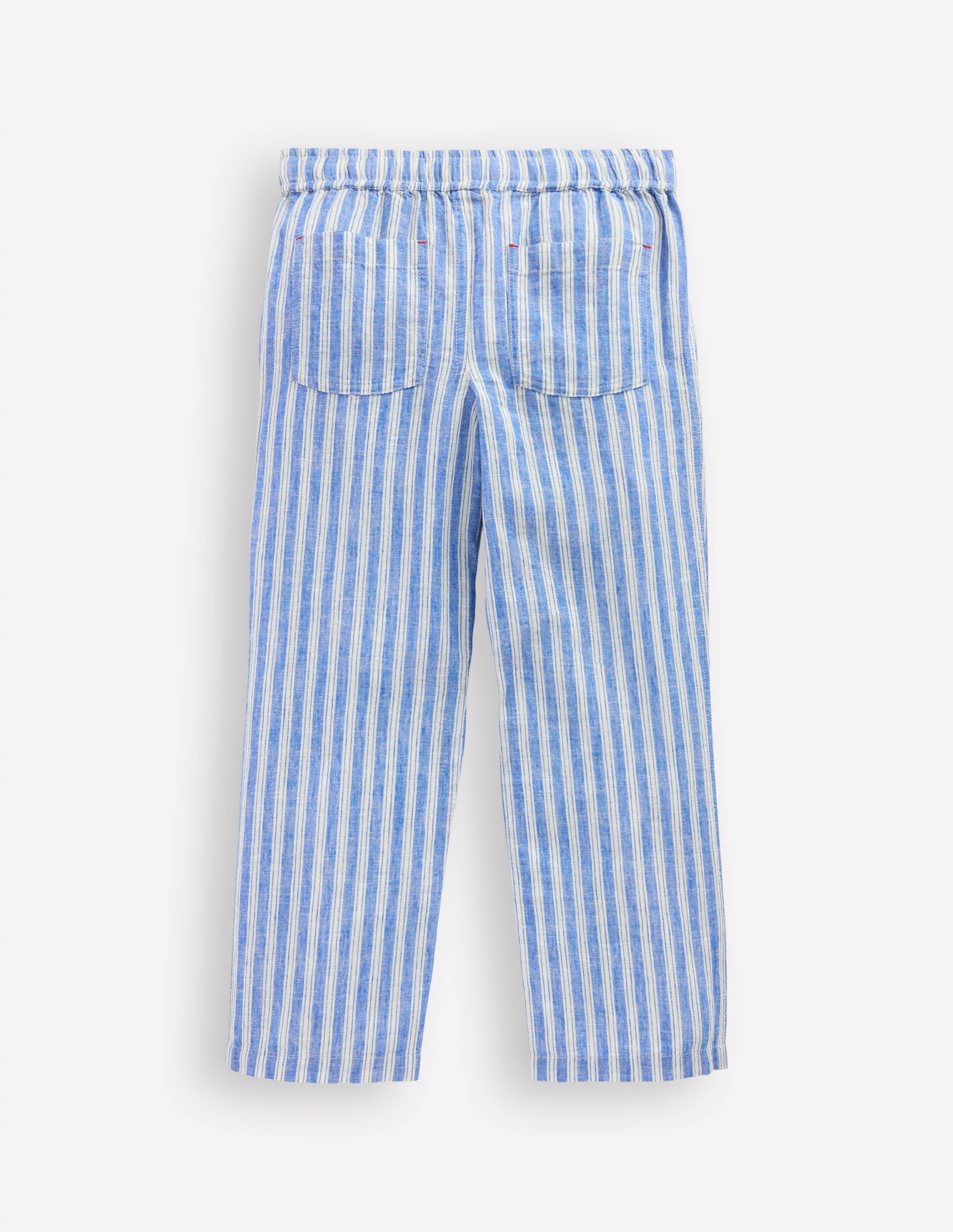 Cotton Linen Pull-On Pants-Blue Ticking - Image 2