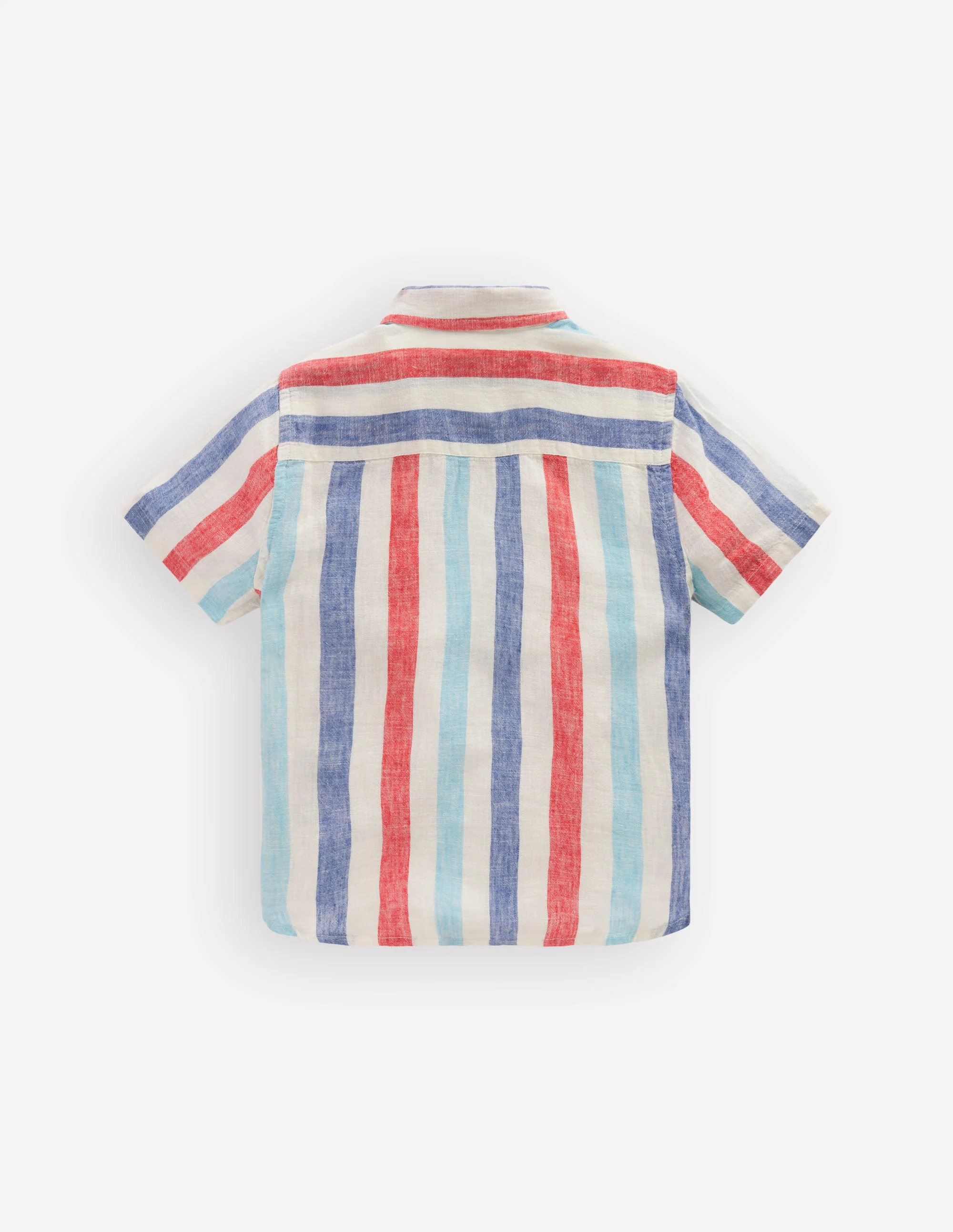 Cotton Linen Shirt-Blue and Red Stripe - Image 3