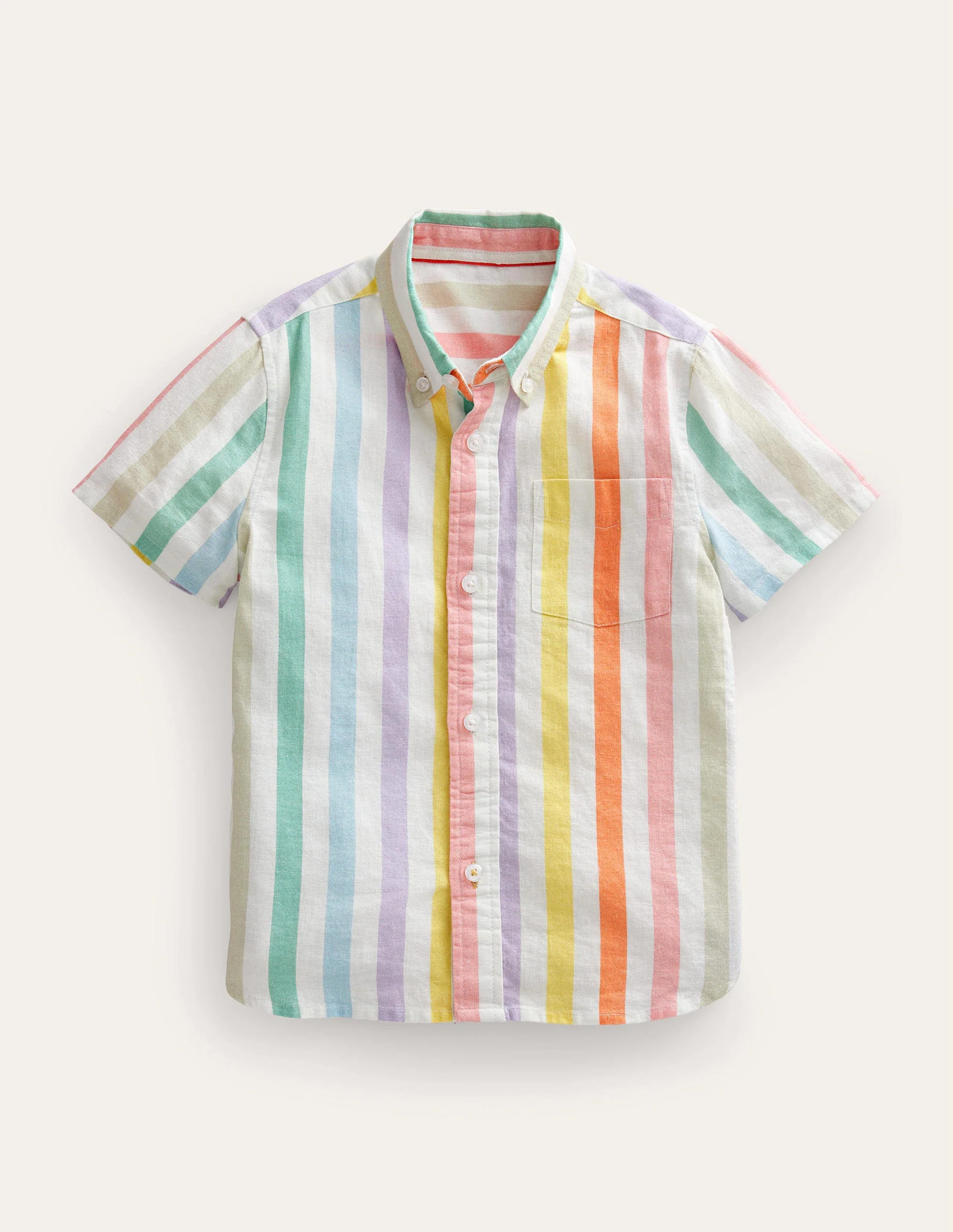 Cotton Linen Shirt-Buttercup and Csarite Rainbow