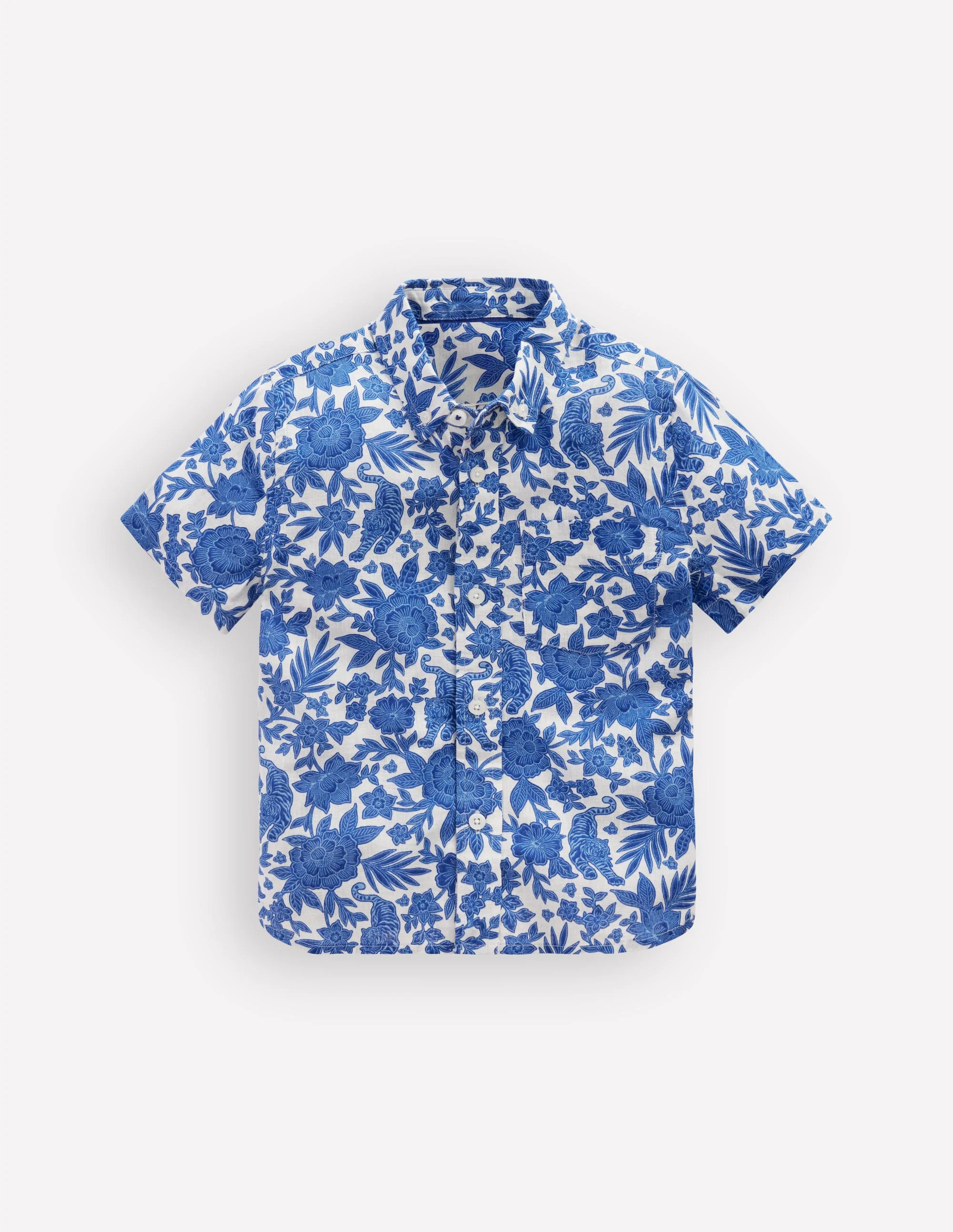 Cotton Linen Shirt-Jungle Woodblock