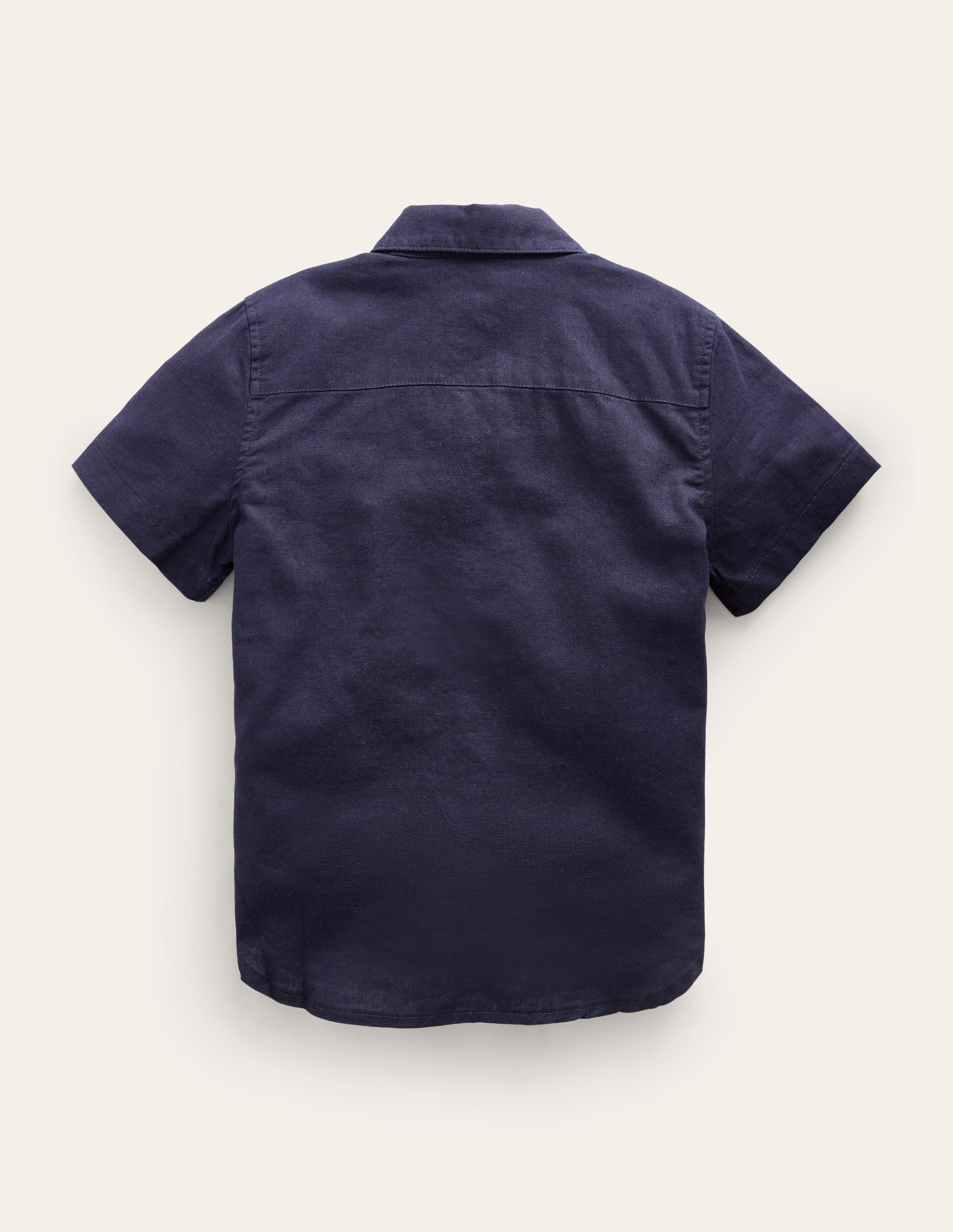 Cotton Linen Shirt-Navy - Image 2